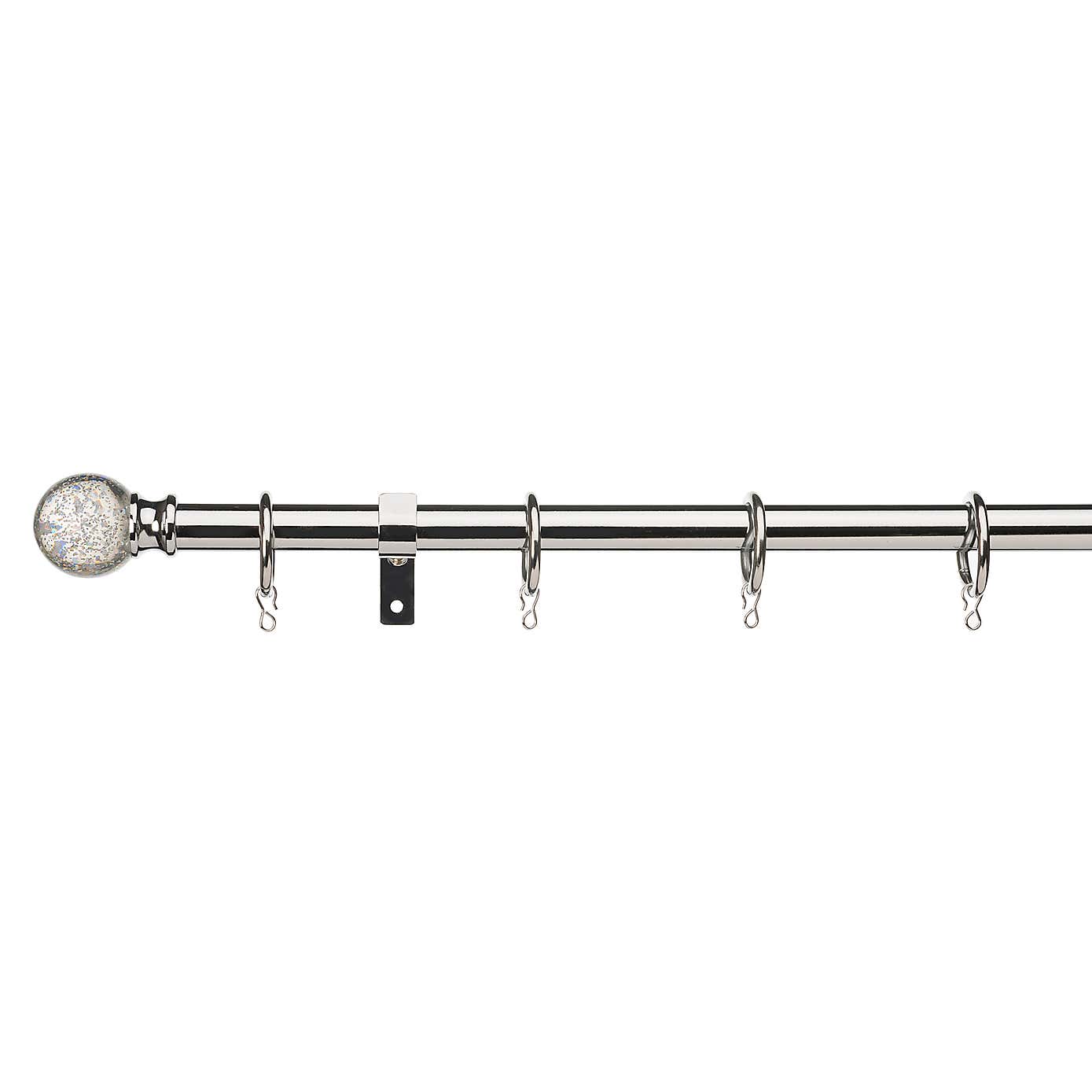 Glitter Ball Chrome Extendable Curtain Pole Dia. 16/19mm