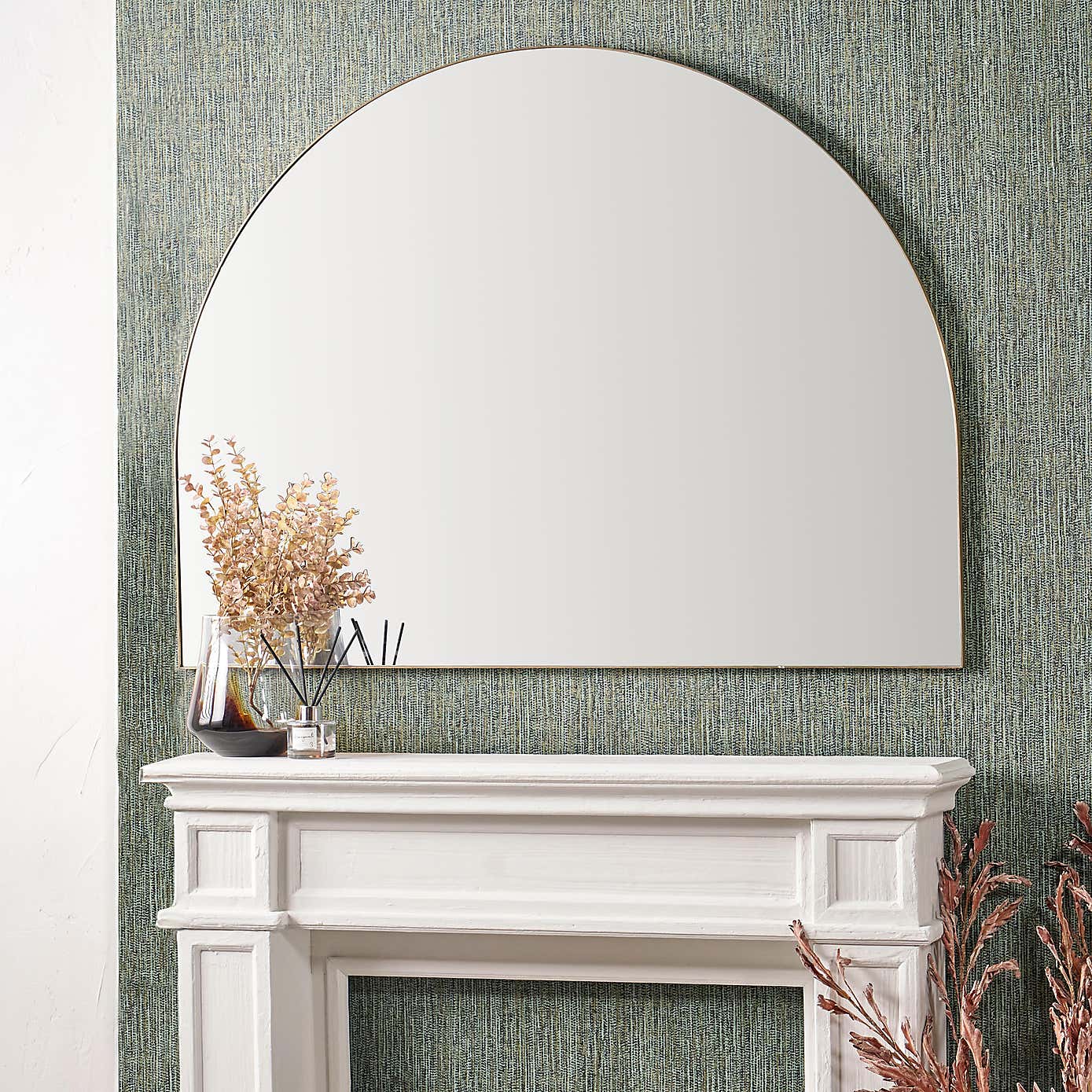 Wide Arched Overmantel Wall Mirror
