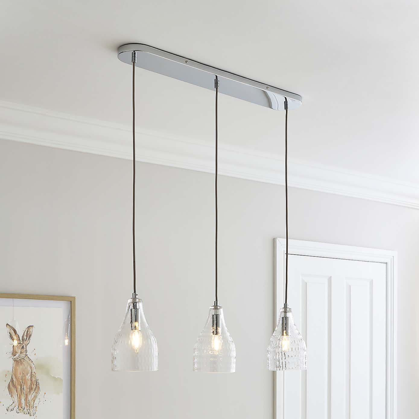 Hannam Recycled Glass 3 Light Diner Ceiling Fitting