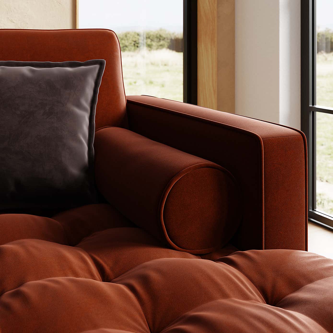 Zoe Casual Sit Velvet Corner Chaise Sofa