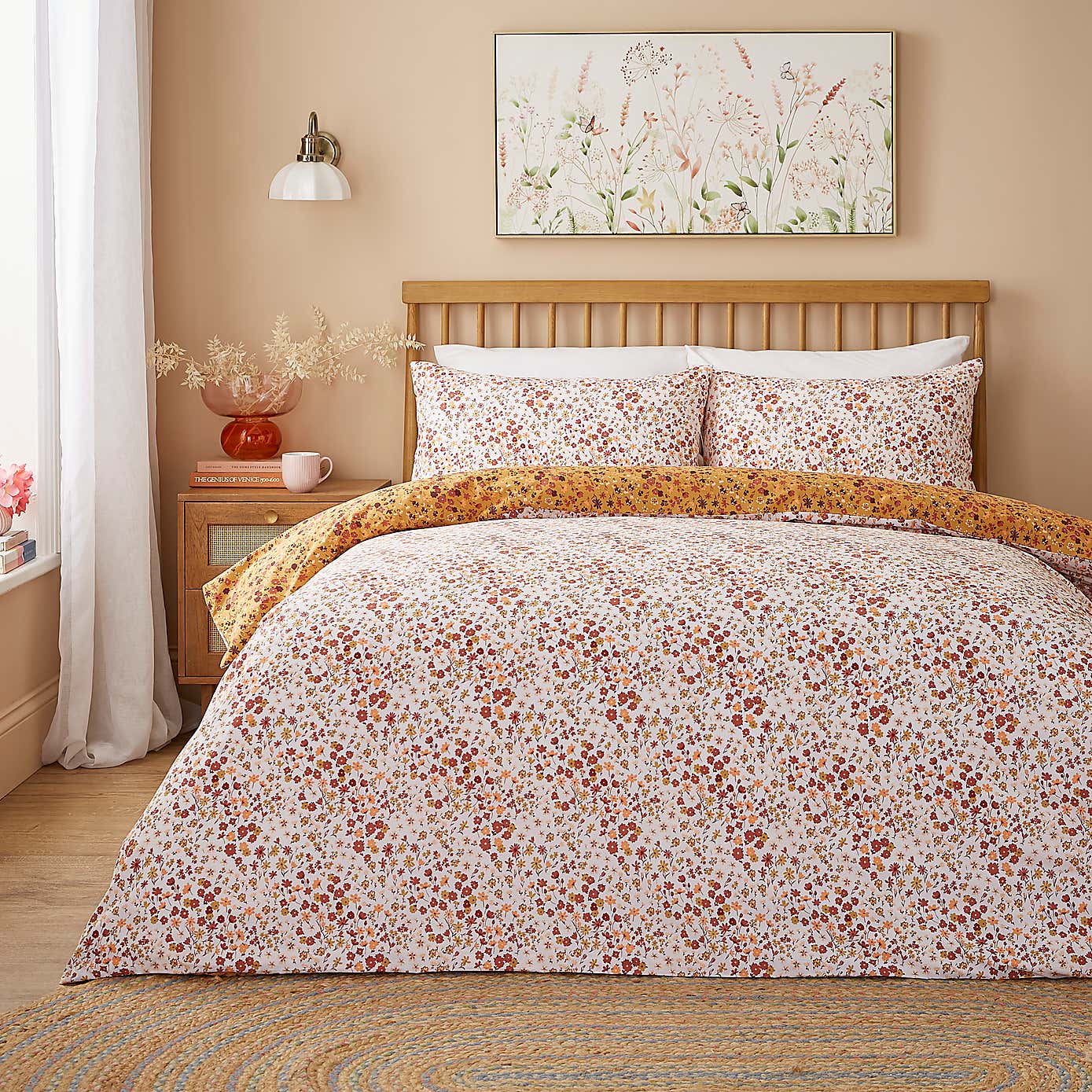 Novie Floral Polycotton Duvet Cover & Pillowcase Set