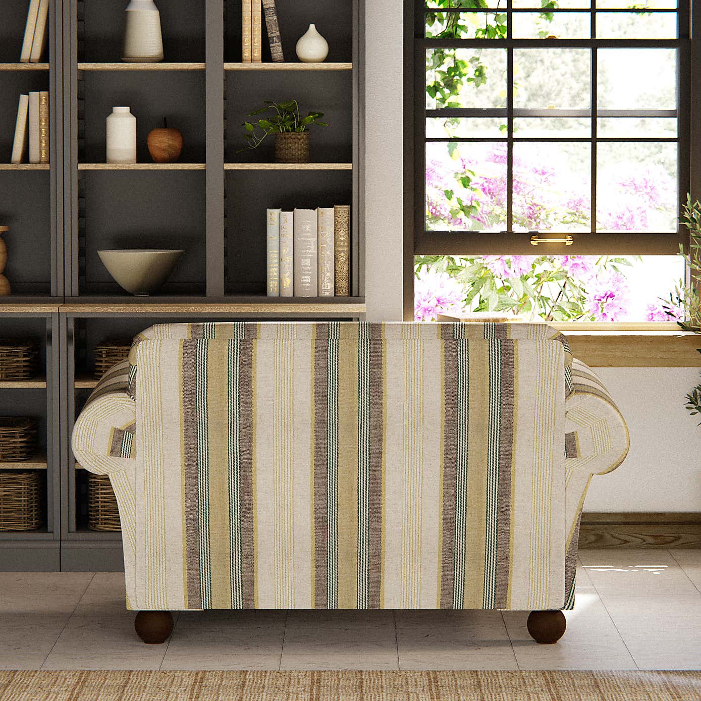 Angus Striped Linen Snuggle Chair