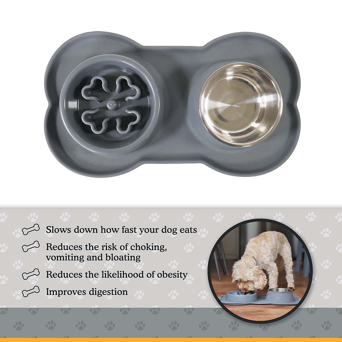 Rosewood Silicone Slow Feeder Double Diner Pet Bowls