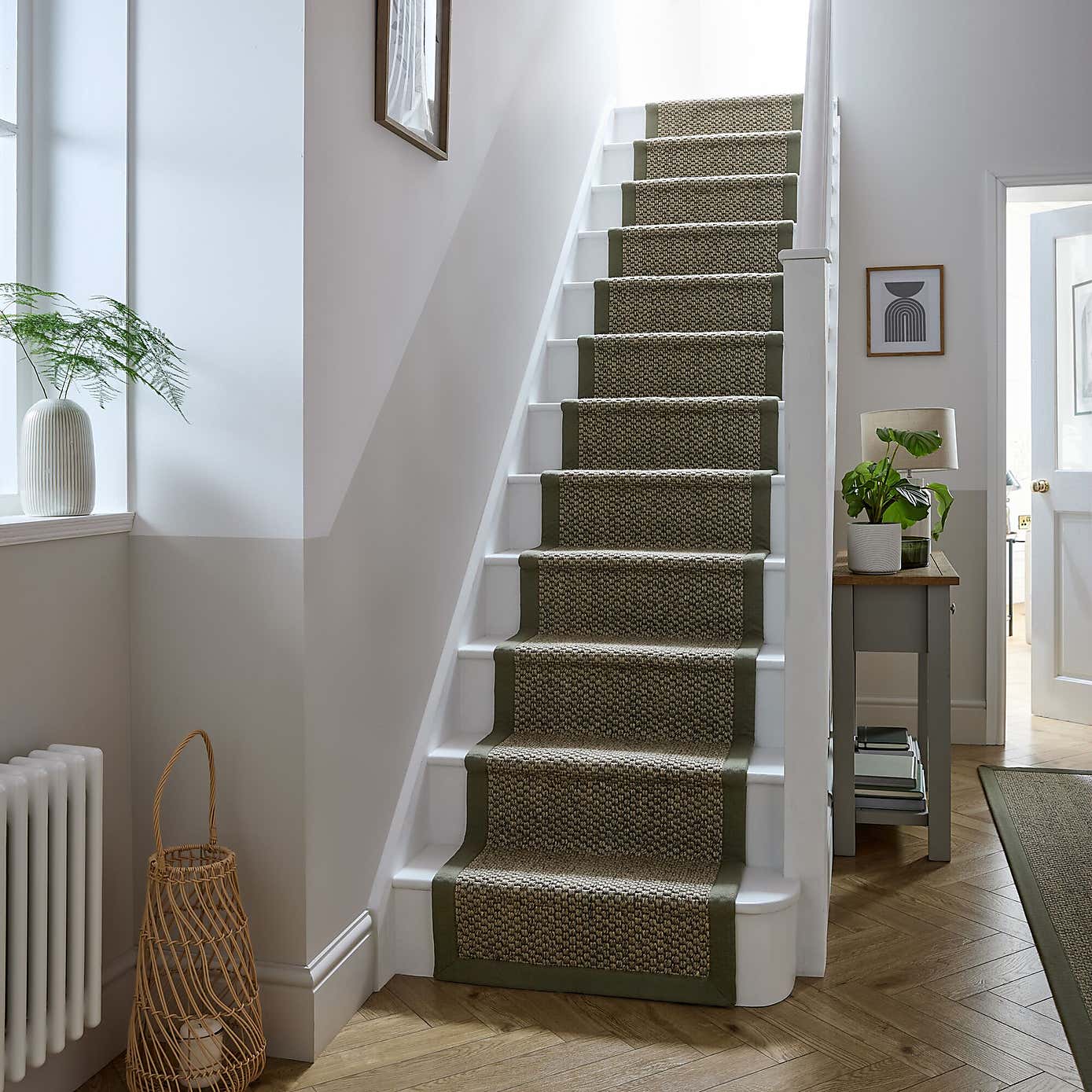 Sisal Look Washable Border Stair Runner