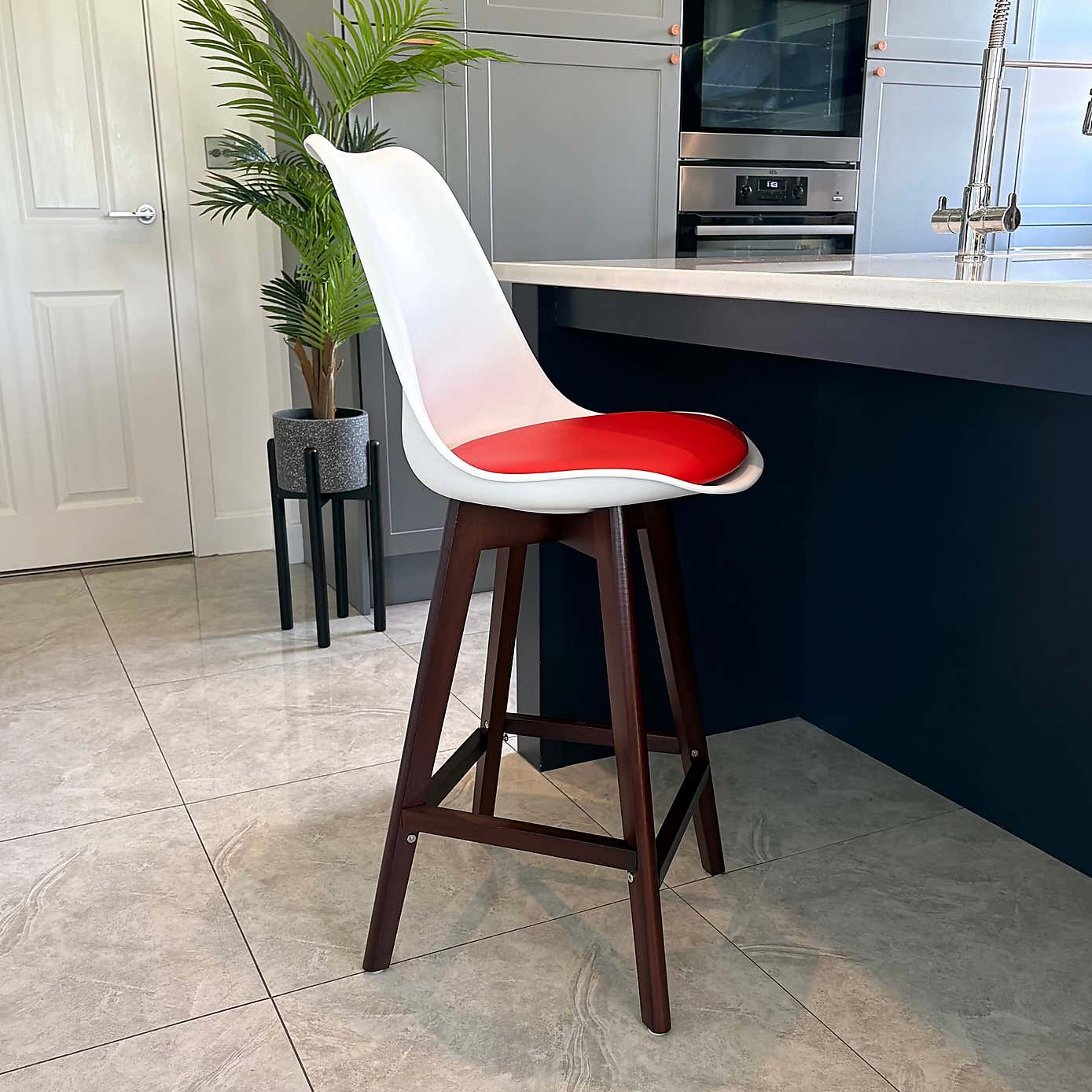 Fusion Living Soho White Plastic Bar Stool