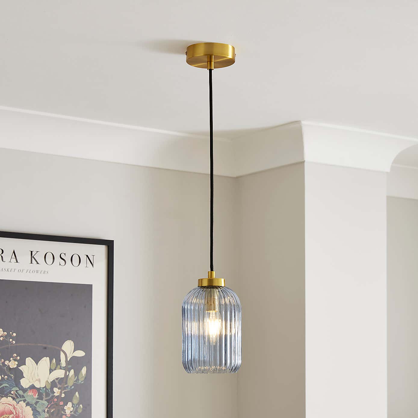 Riley Industrial Ribbed Adjustable Pendant Light