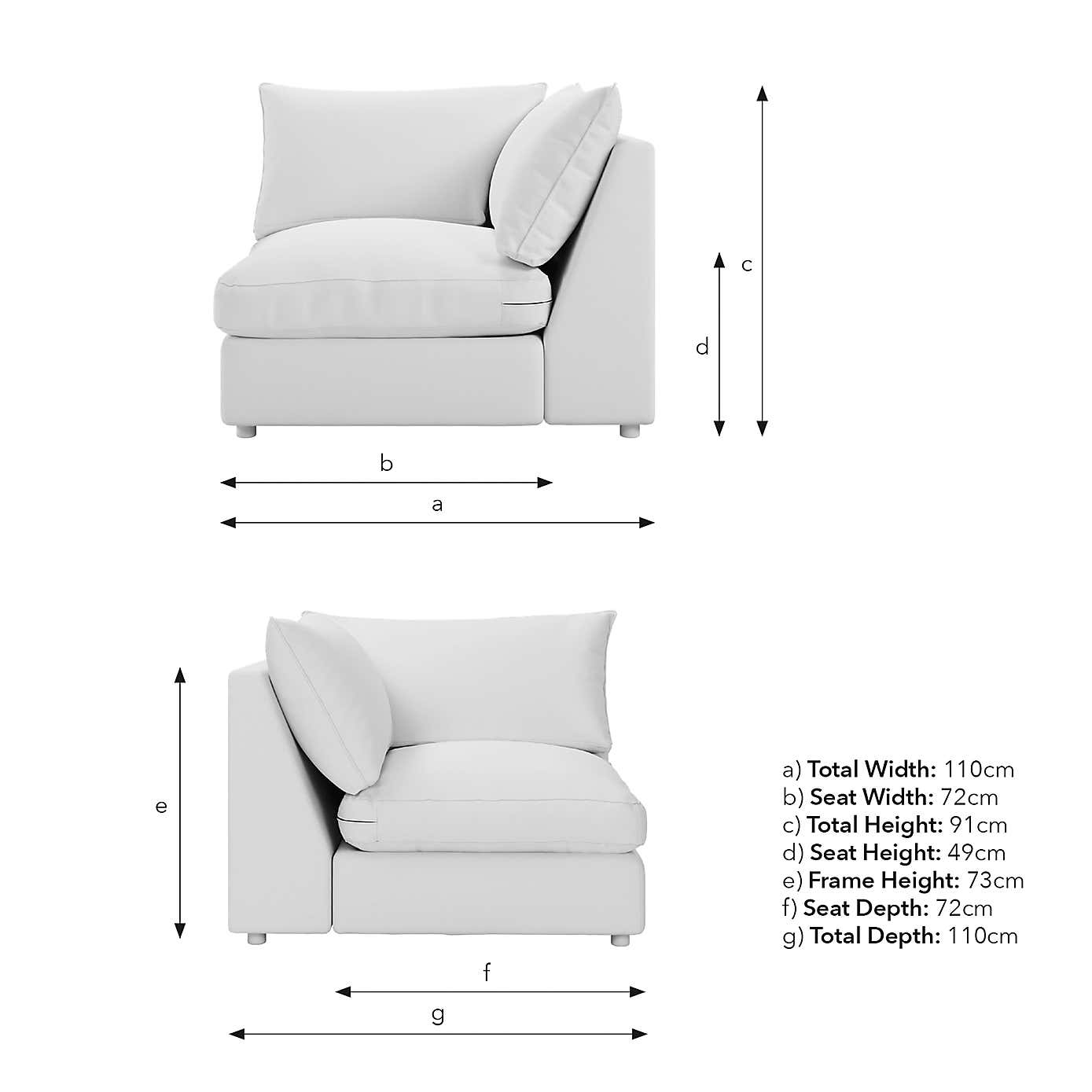 Full Circle Austin Cosy Velvet Modular Corner Piece