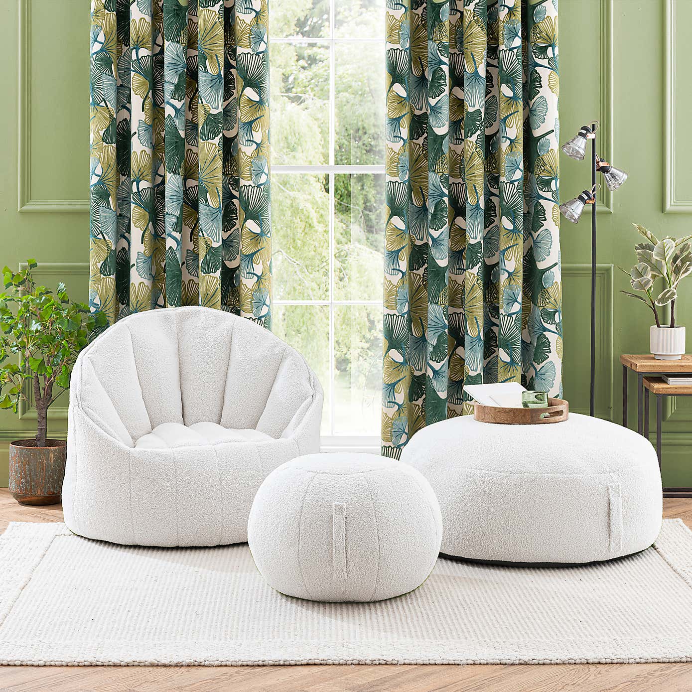 Adella Sherpa Ivory Ball Pouffe