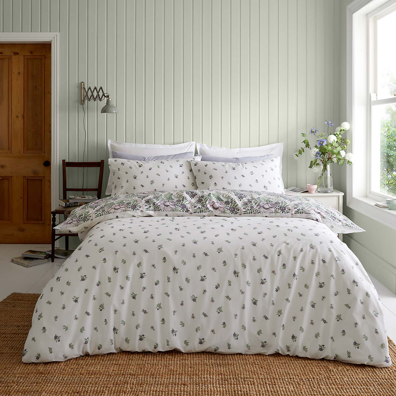 Gianna Trellis Lilac Duvet Cover and Pillowcase Set