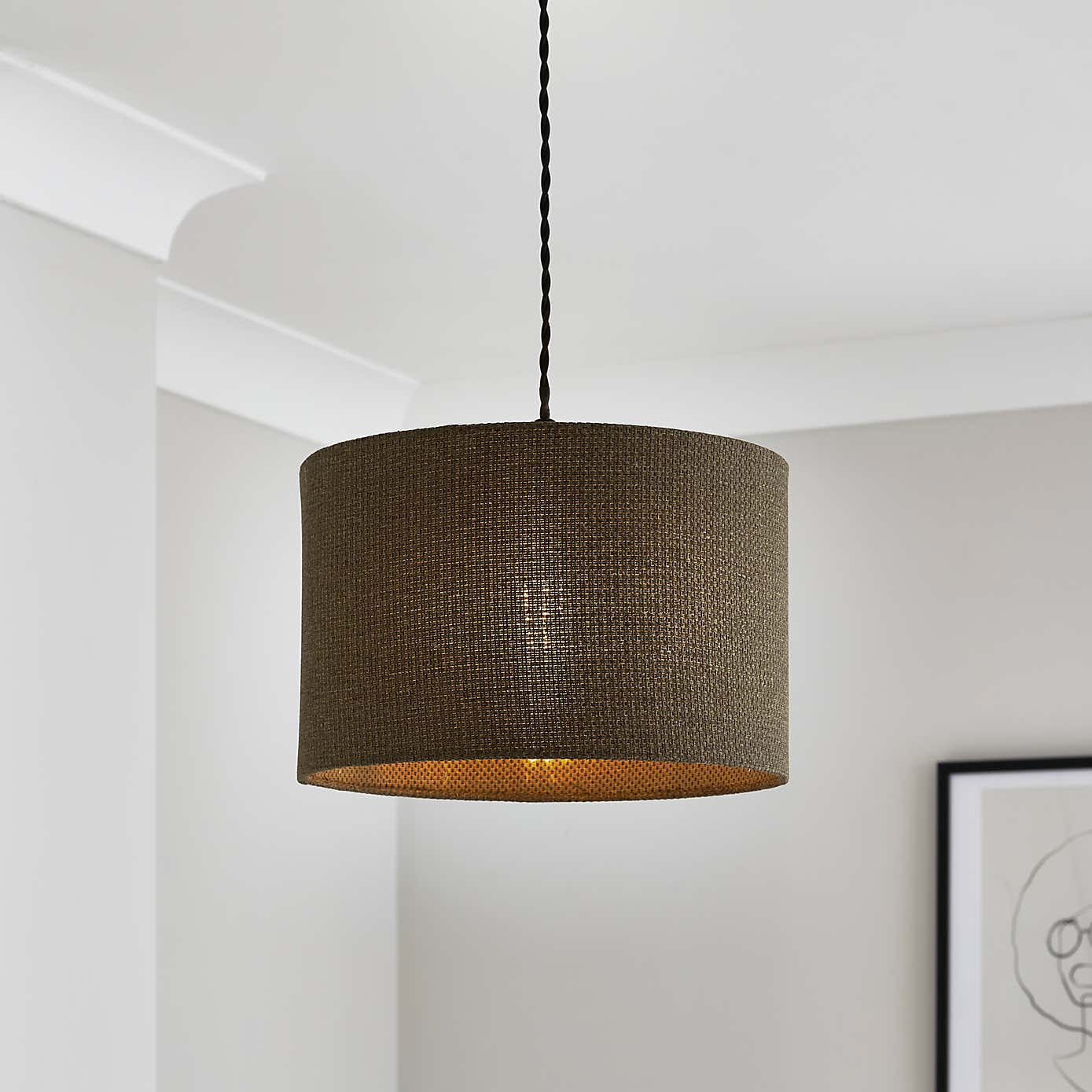 Barkweave Easy Fit Drum Lamp Shade