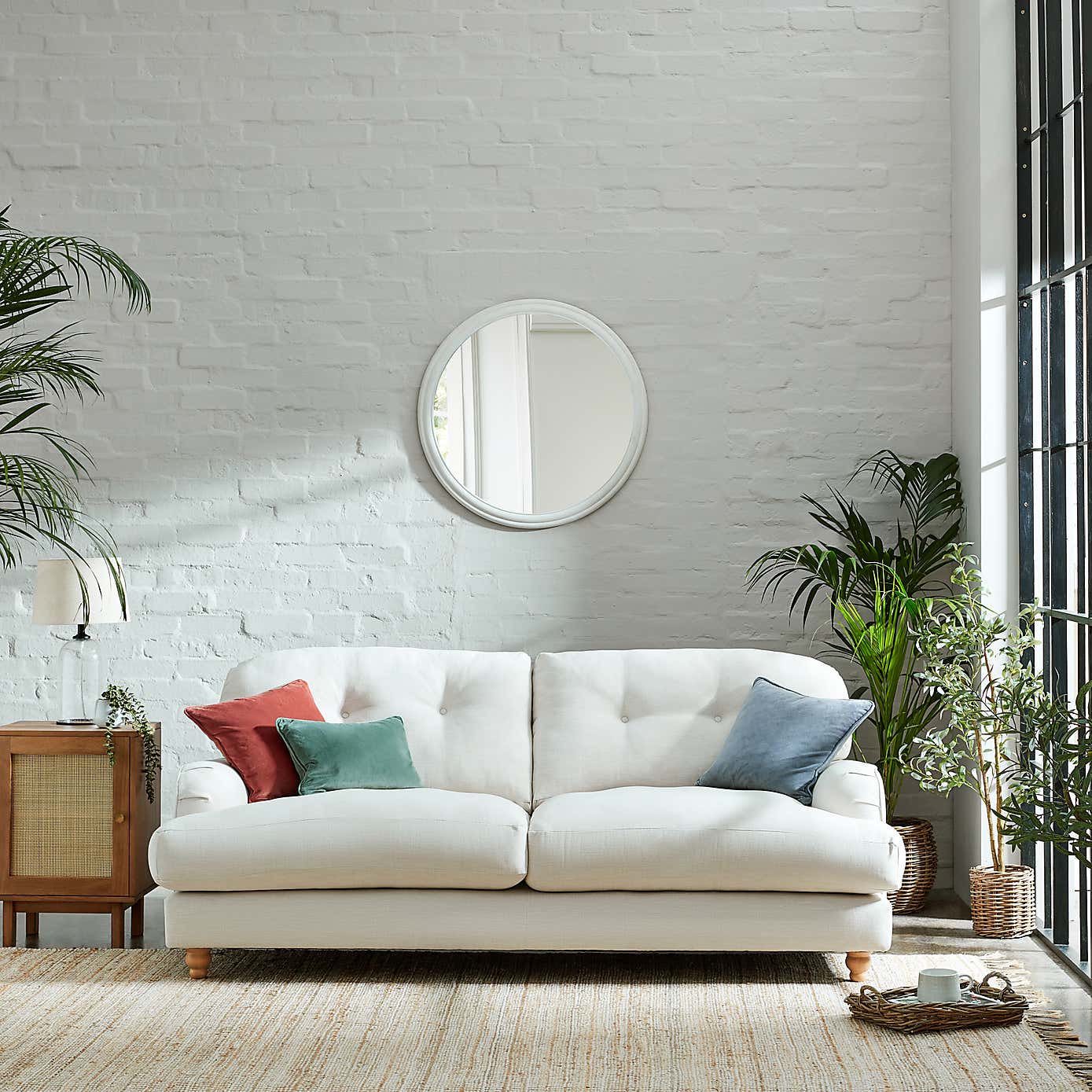 Martha Faux Linen 3 Seater Sofa Natural