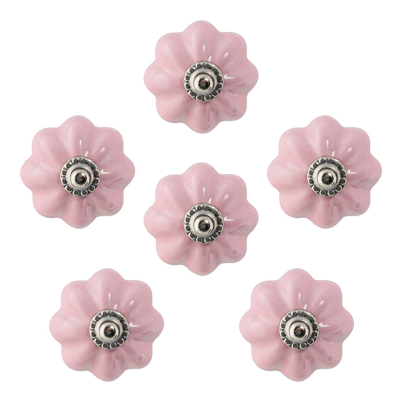 Pack of 6 Nicola Spring Flower Shaped Drawer Knobs