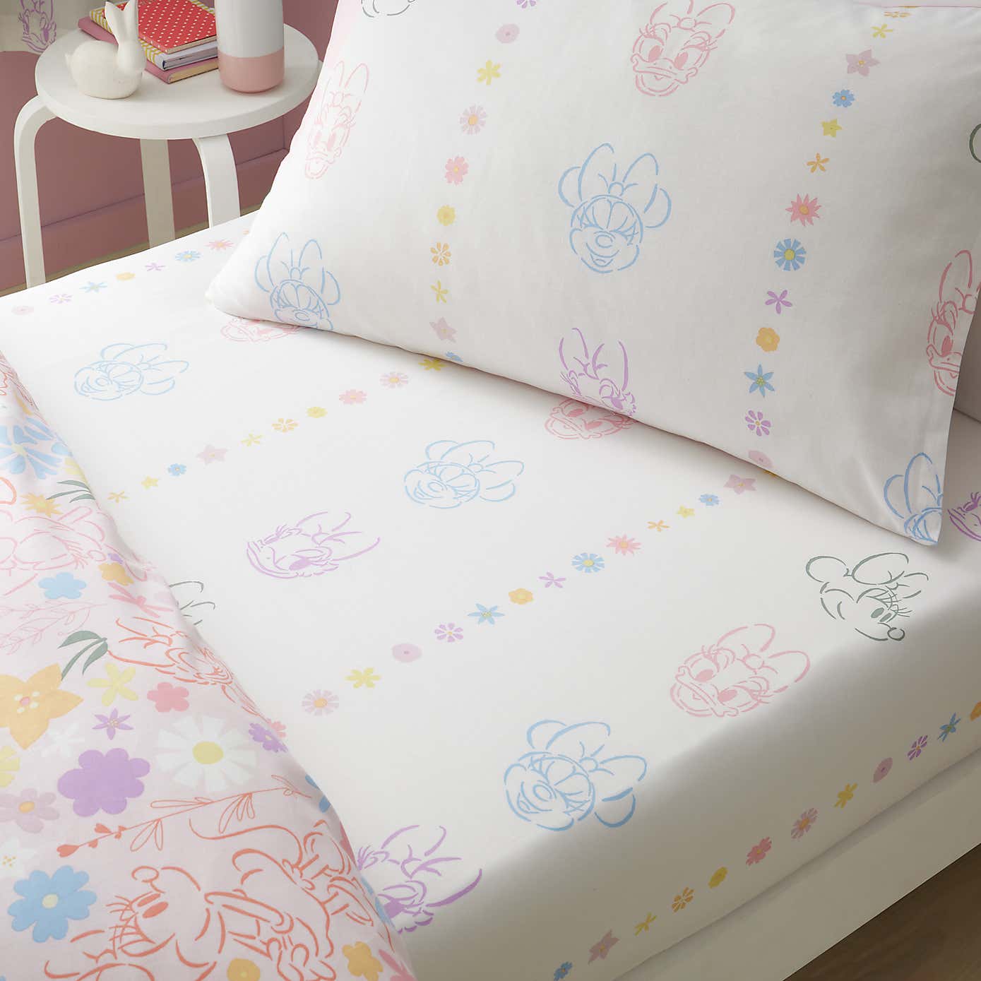 Set of 2 Disney Minnie Mouse & Daisy Duck Cotton Fitted Sheets