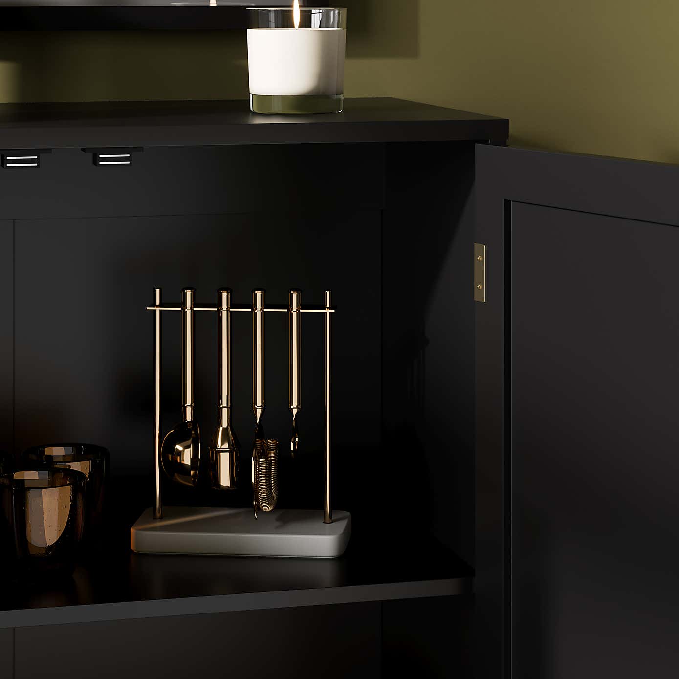 Franco Curve Small Cabinet Black