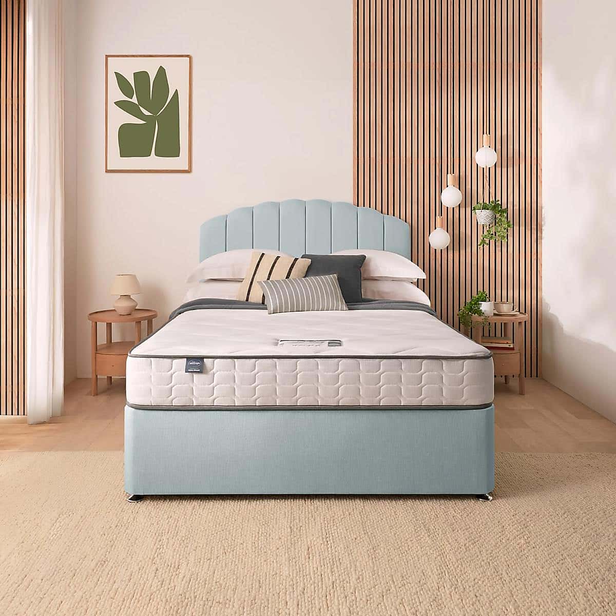 Silentnight 2 Drawer Divan Bed With Fabric Merlin Headboard