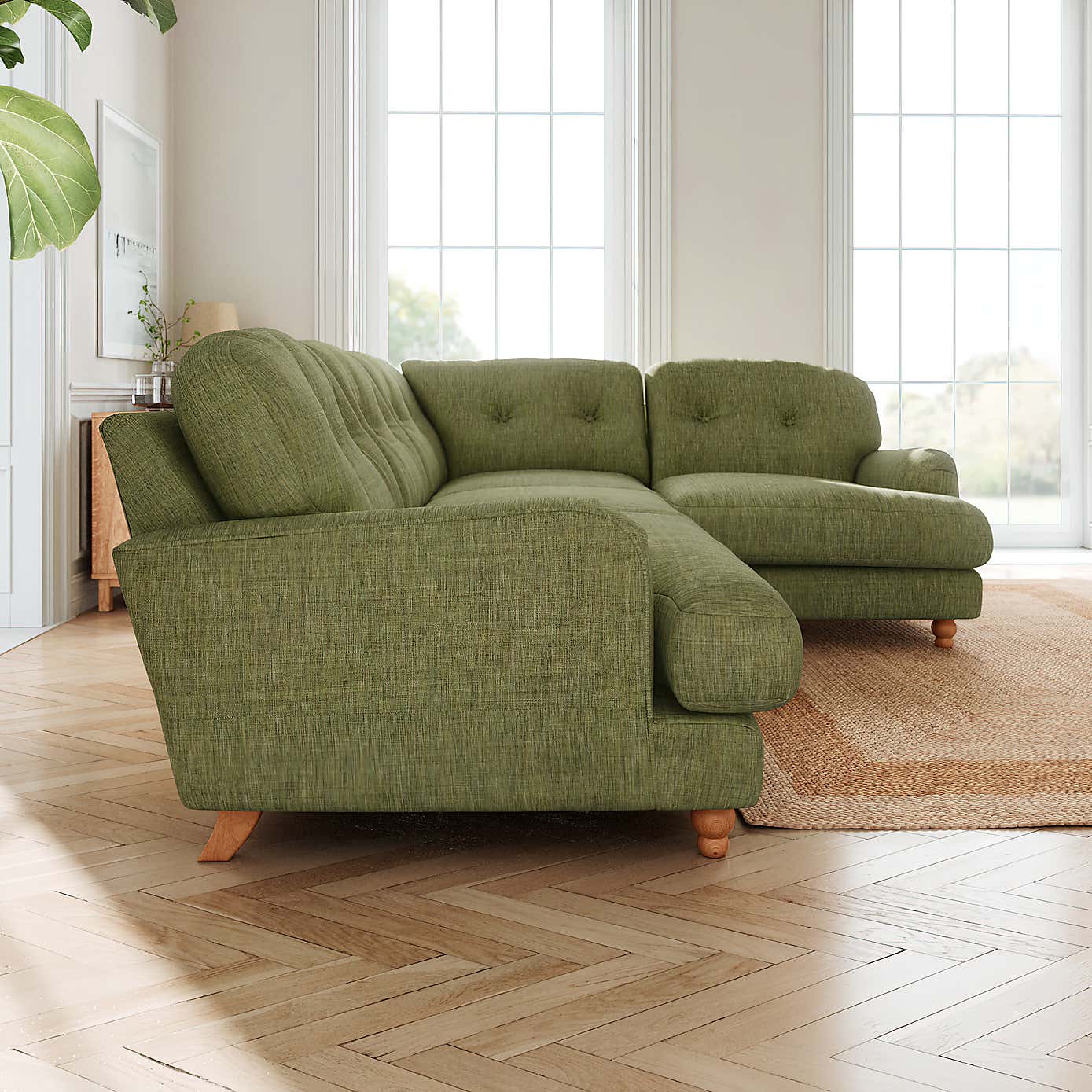 Martha Slub Faux Linen Full Corner Sofa