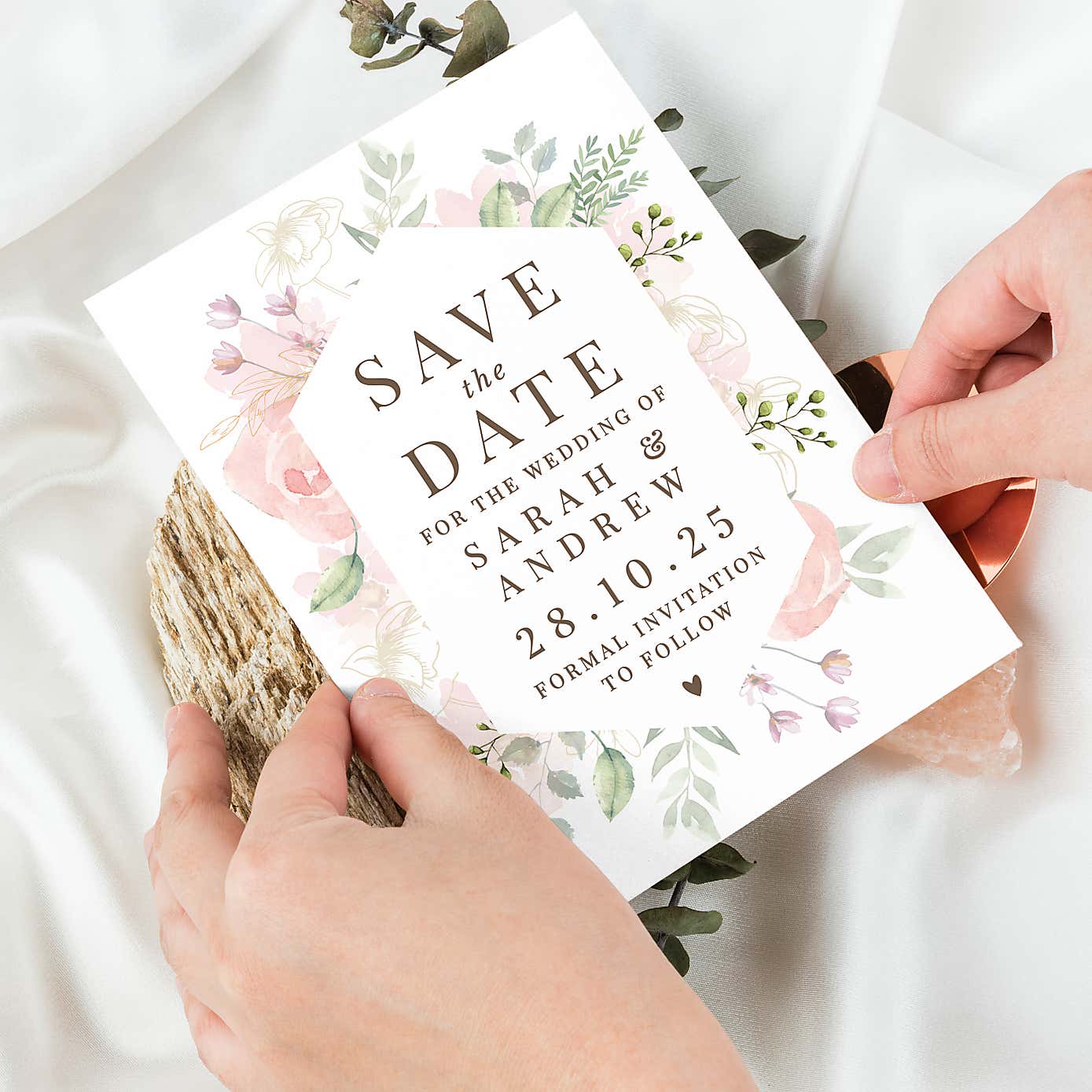 Pack of 36 Personalised Soft Floral Save the Date Cards