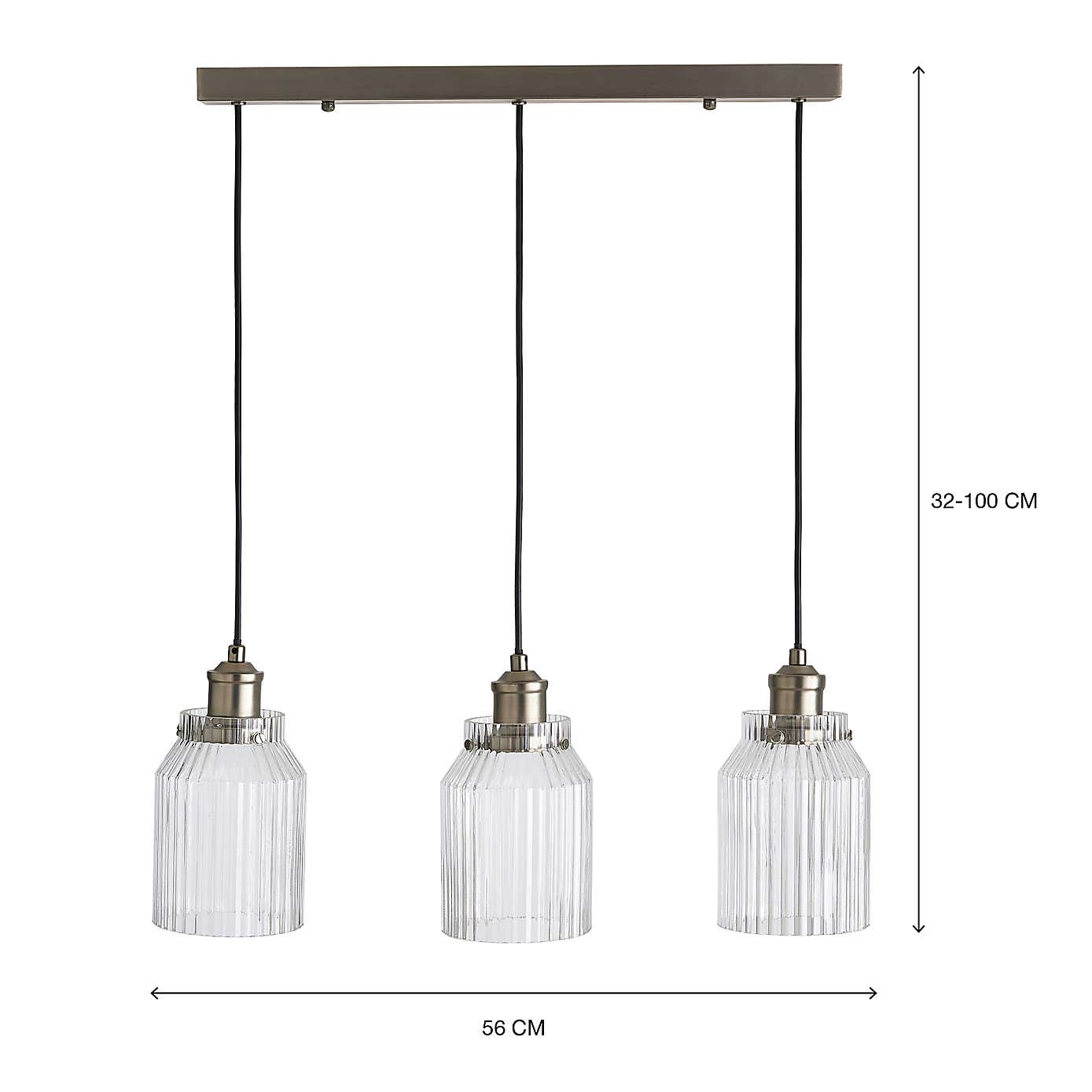 Tobias 3 Light Diner Ceiling Fitting