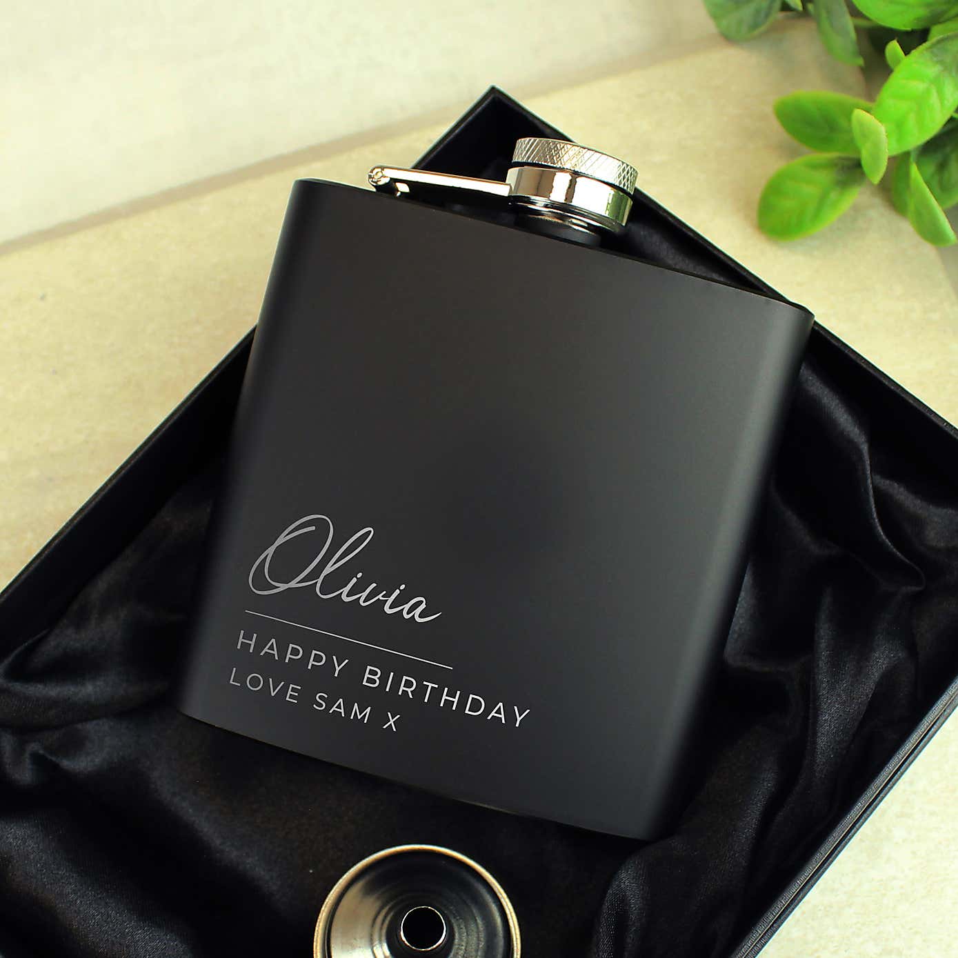 Personalised Any Occasion Black Hip Flask