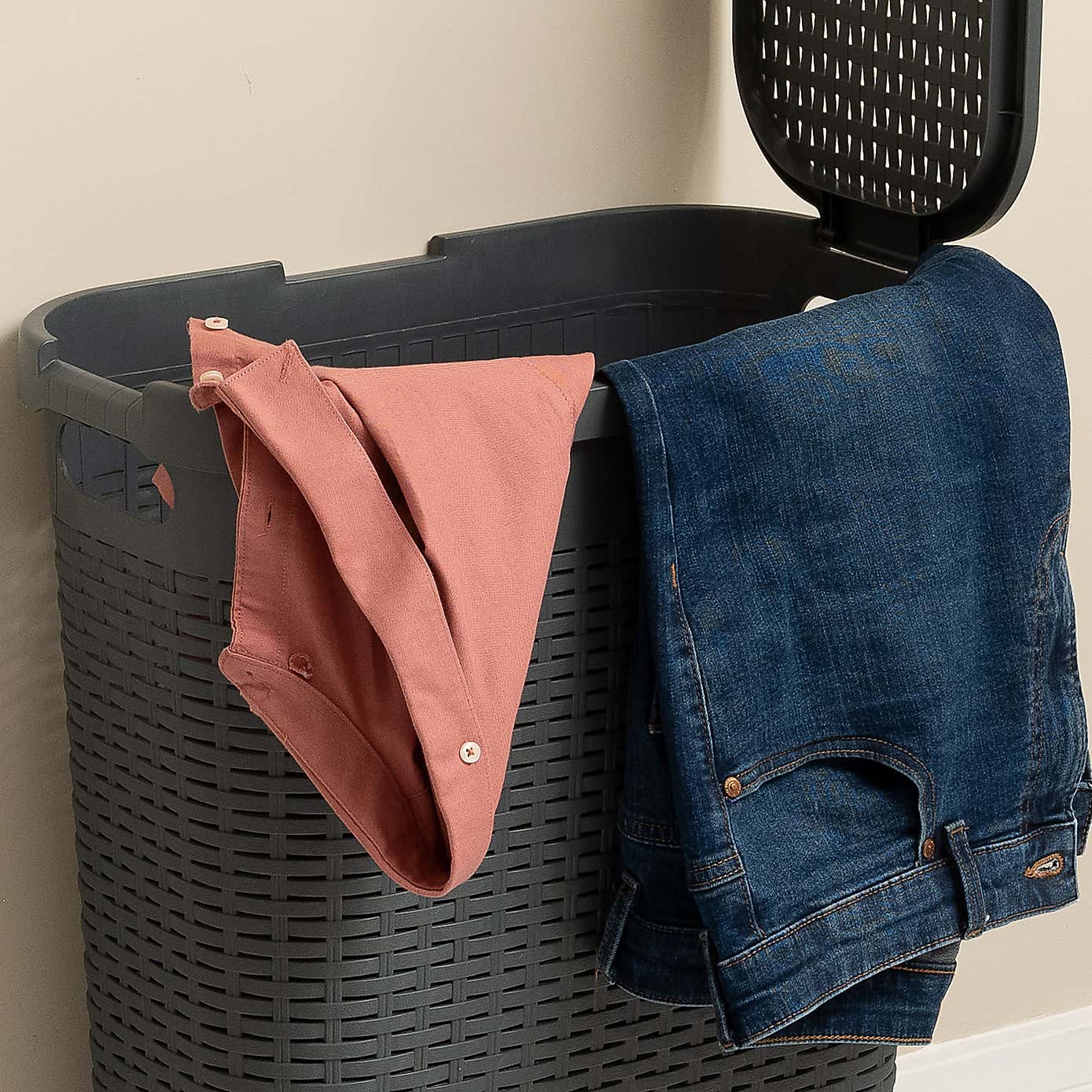 Addis Rattan Slim Natural Laundry Basket