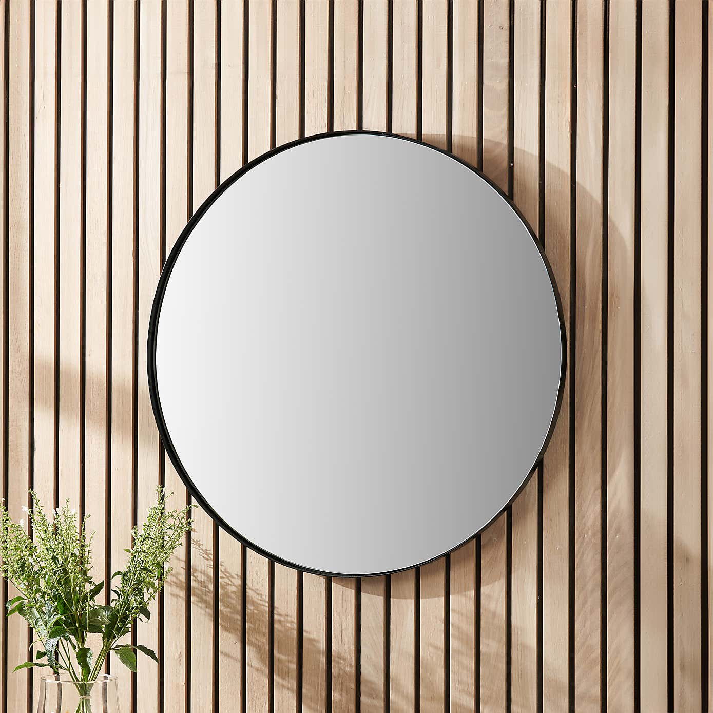Slim Frame Round Wall Mirror