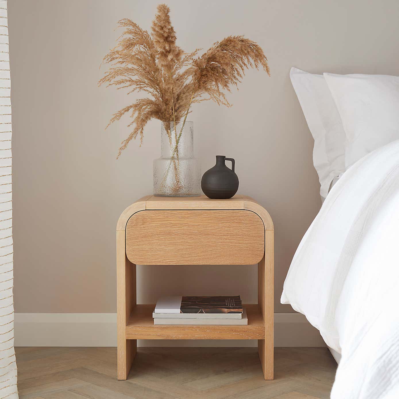 Bennett 1 Drawer Bedside Table, Light Oak