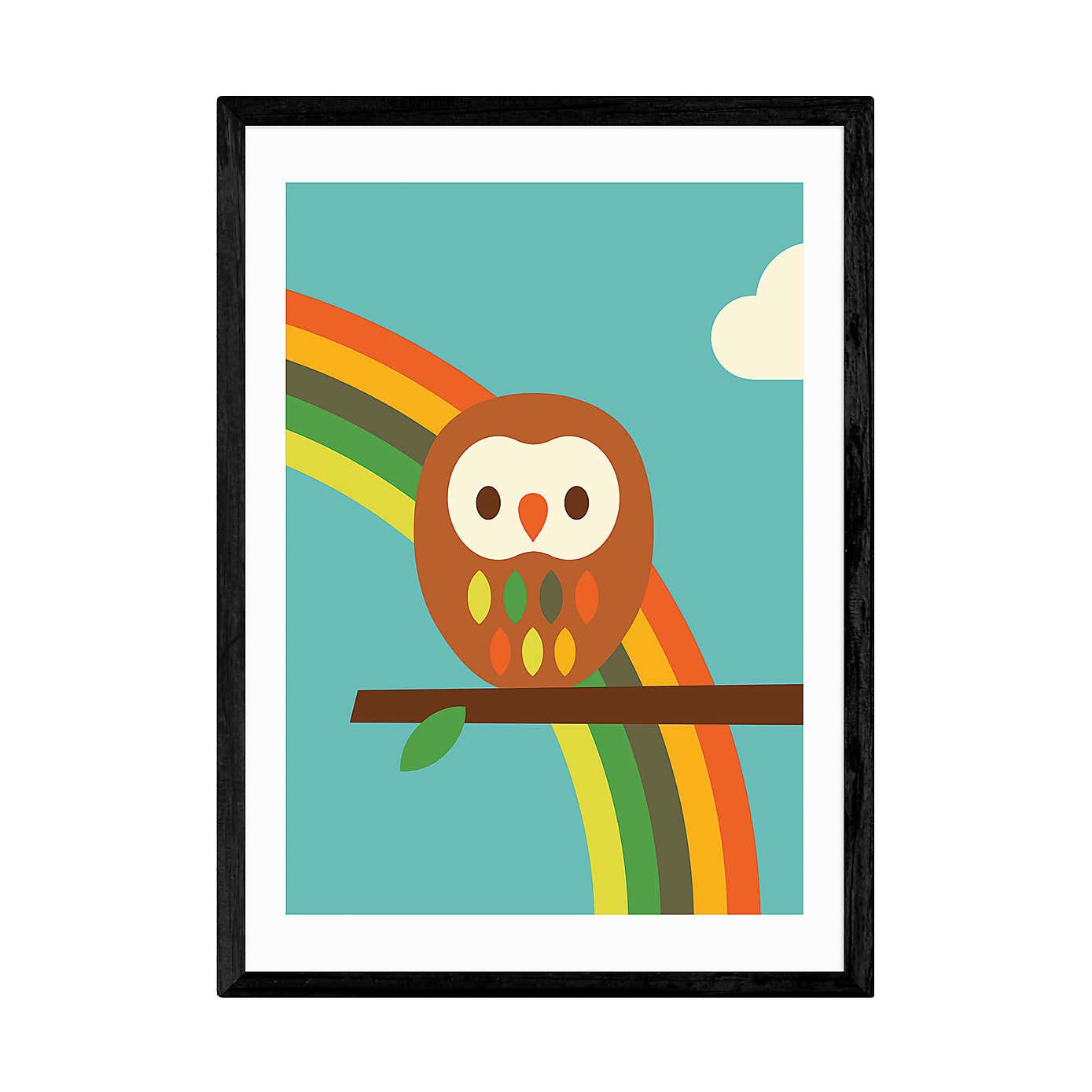 East End Prints Owl and Rainbow Print