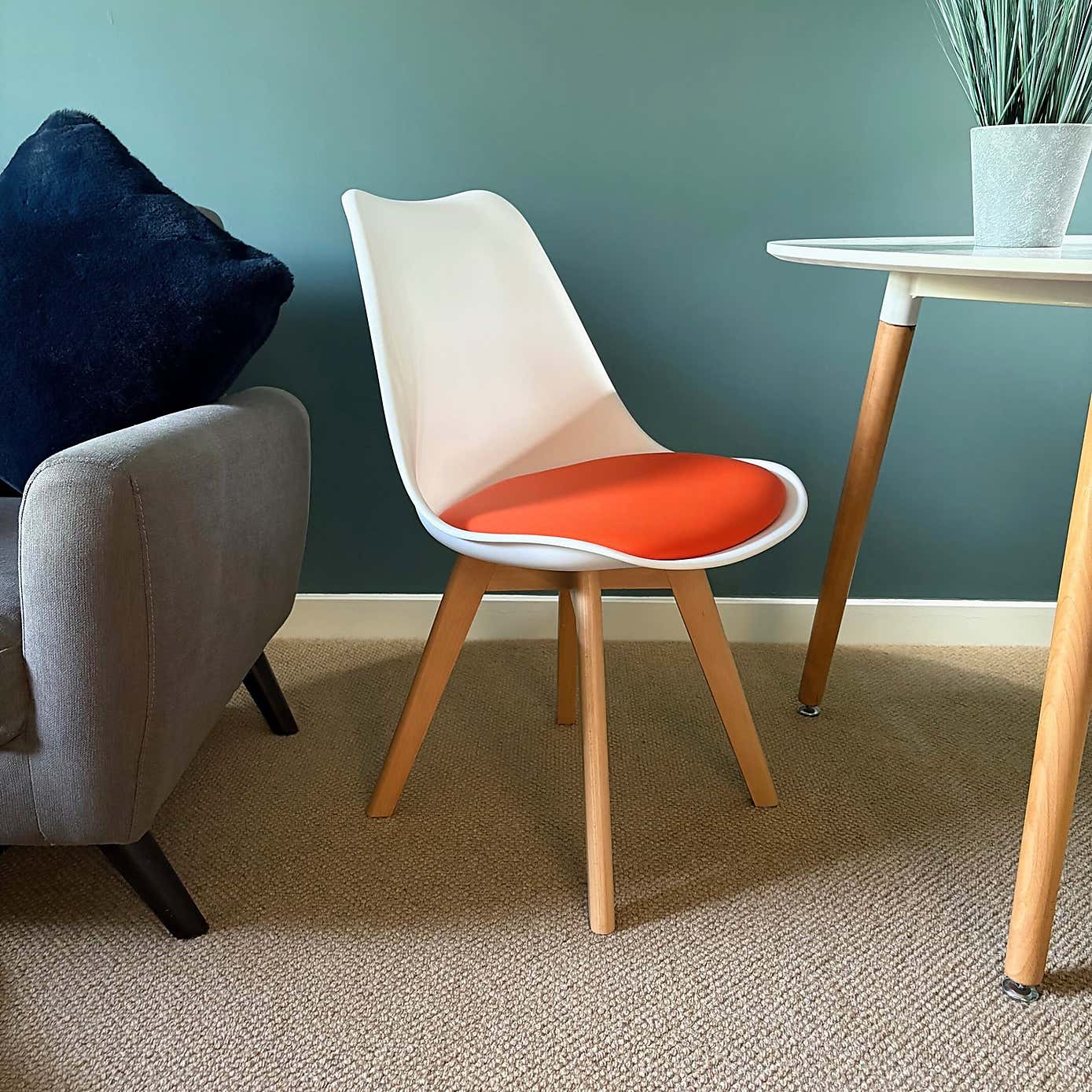 Fusion Living Soho White Plastic Dining Chair with Squared Legs