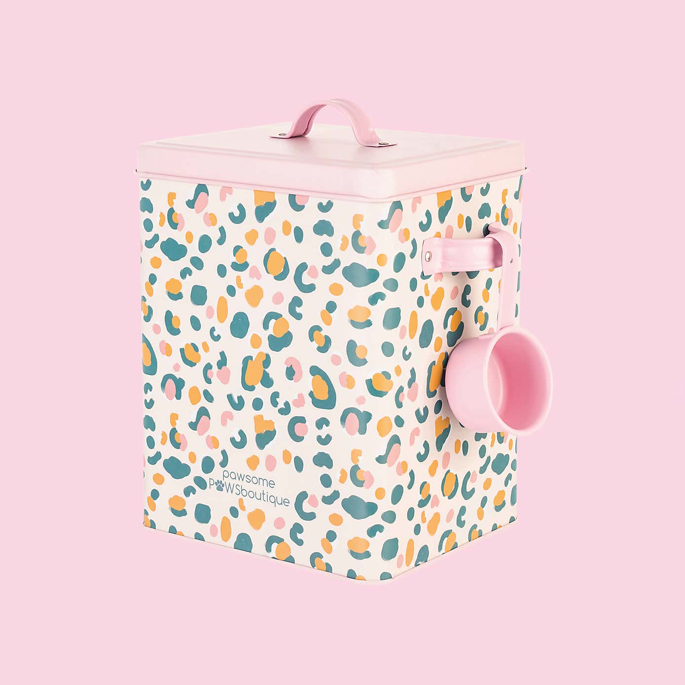 Pink Leopard Storage Tin with Scoop