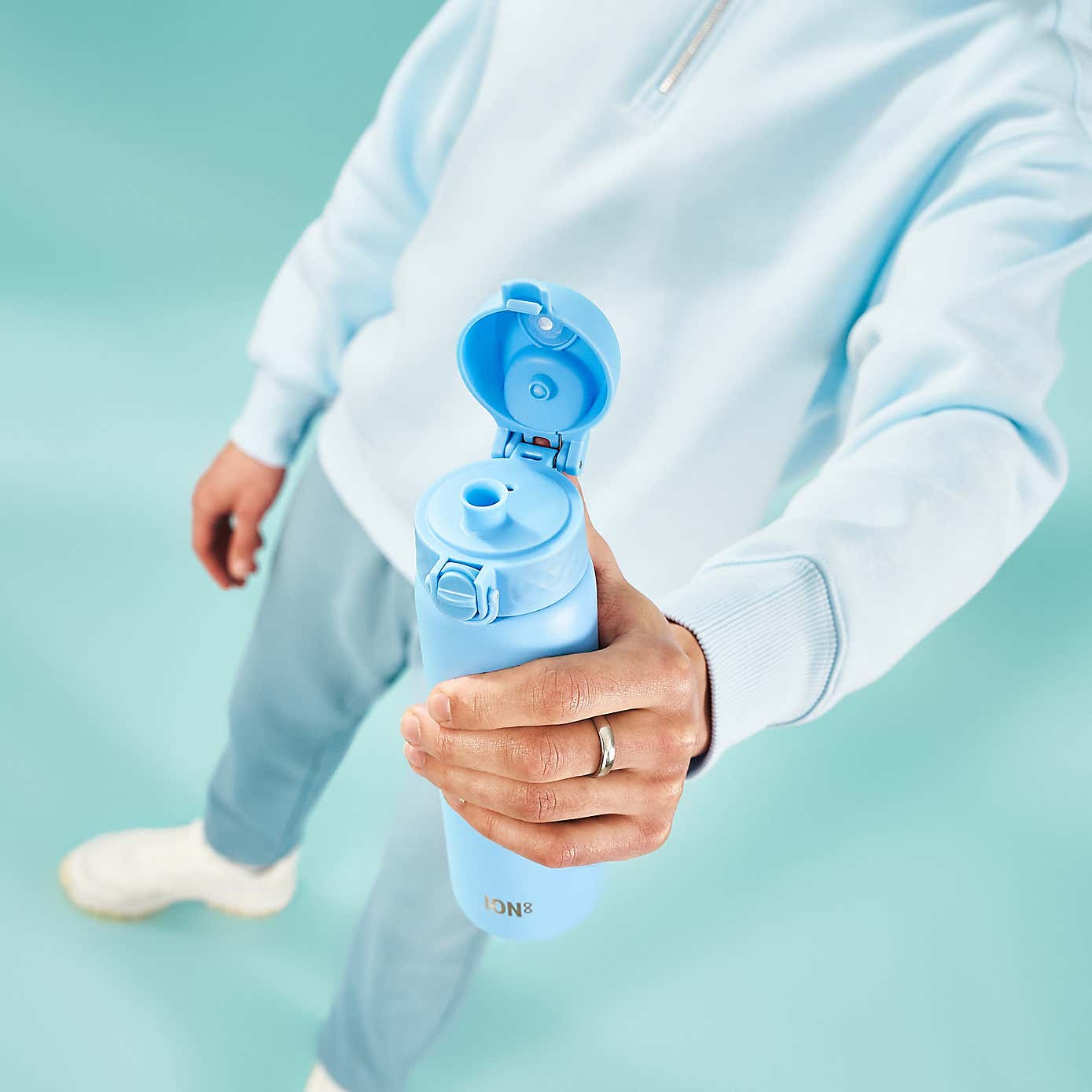 Ion8 Leak Proof Stainless Steel Slim Water Bottle, 600ml