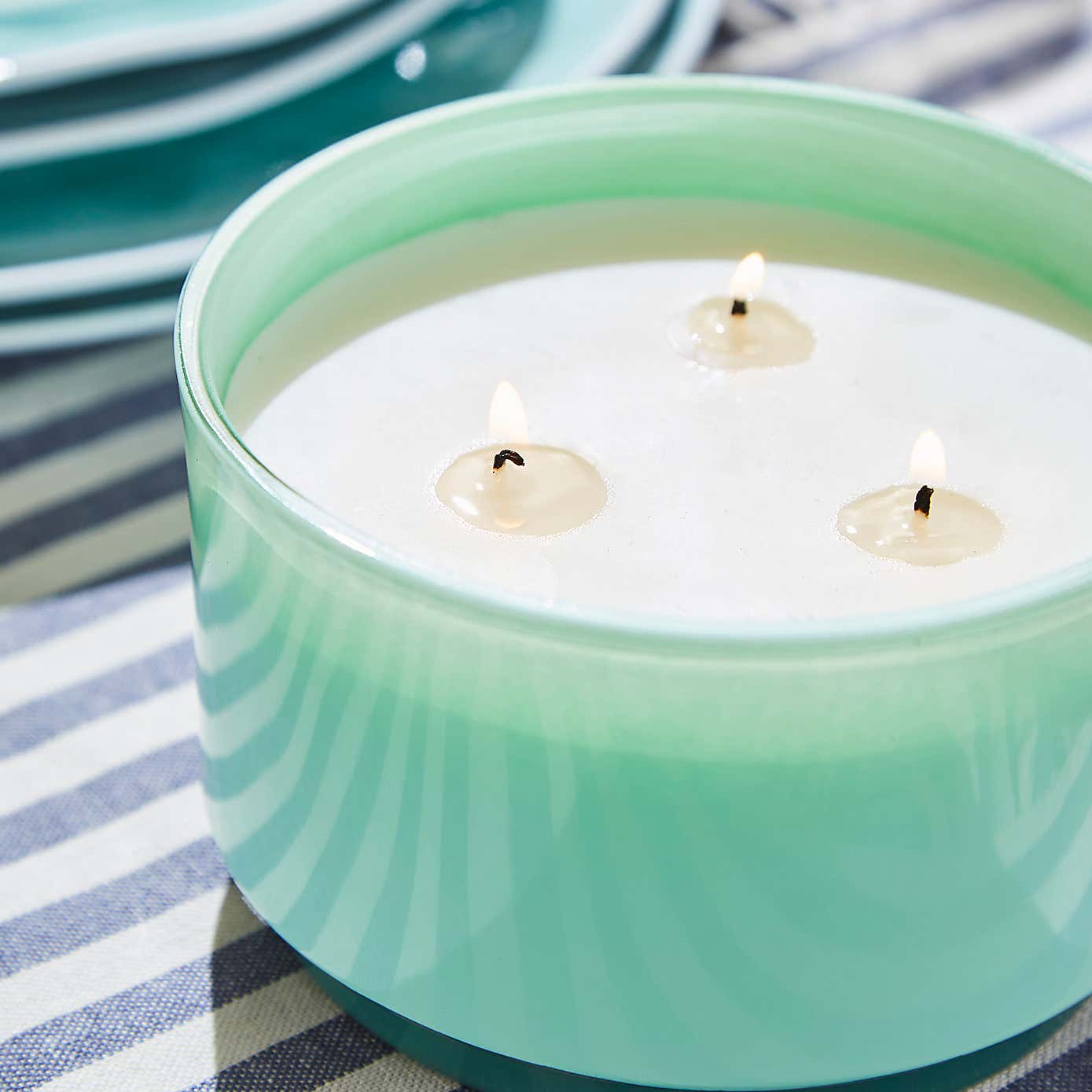 Green Glass Citronella Multi Wick Outdoor Candle