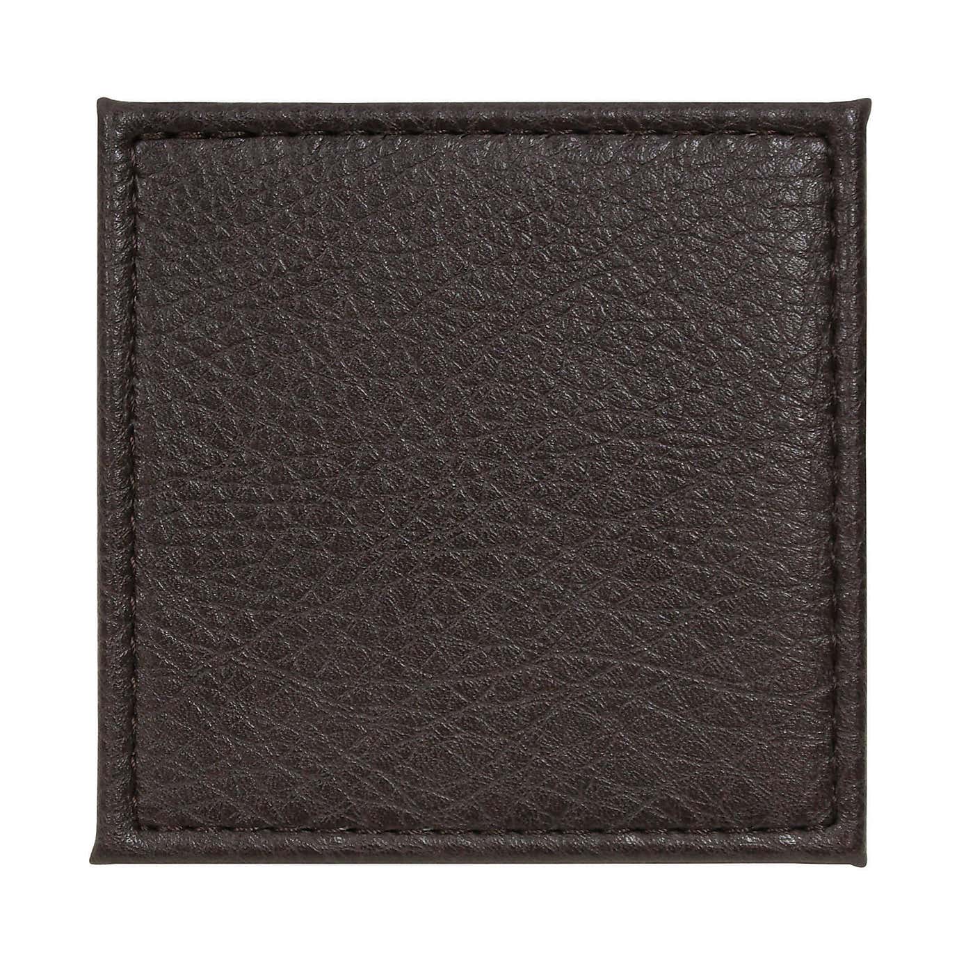 Set of 4 Brown Faux Leather Coasters