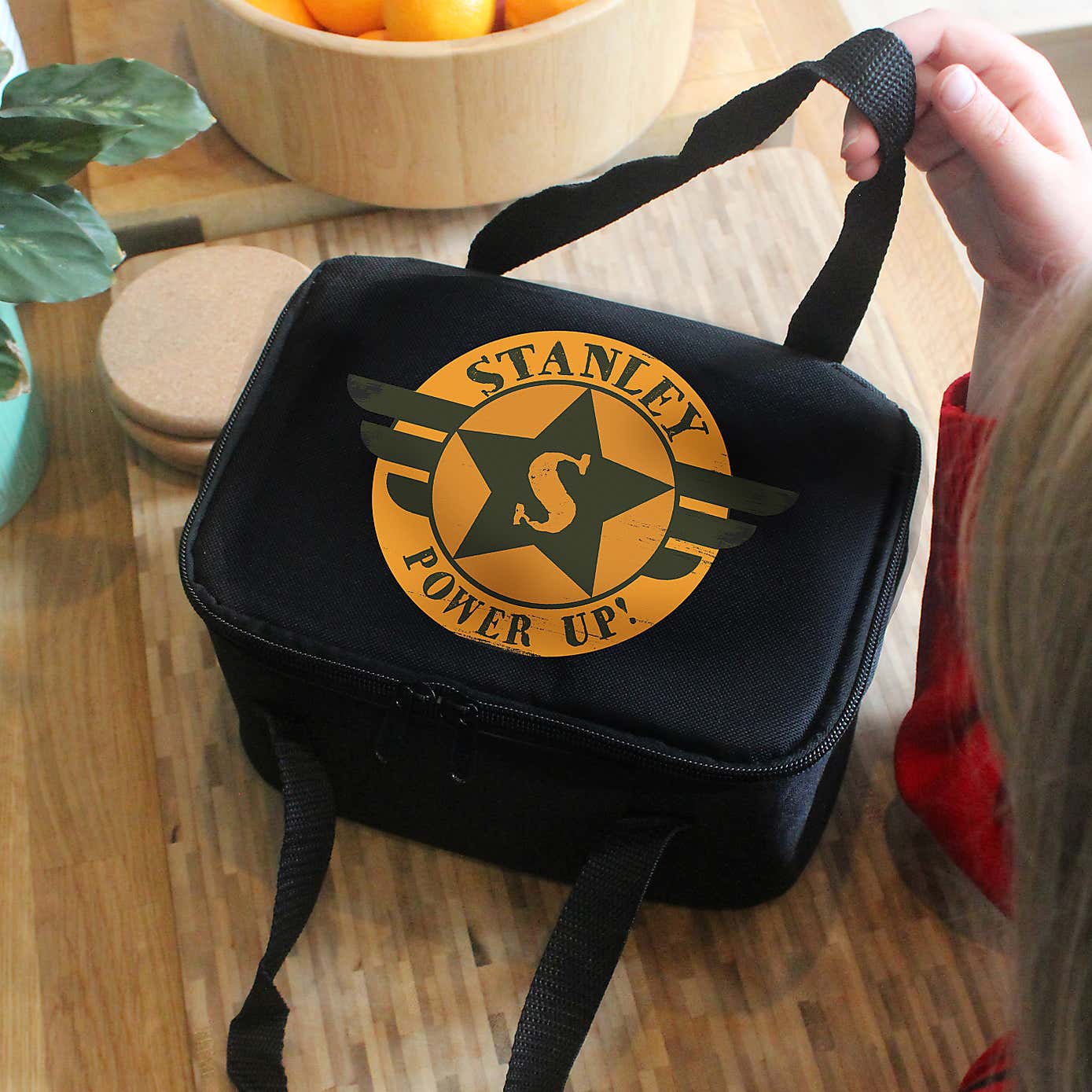 Personalised Black Badge Lunch Bag
