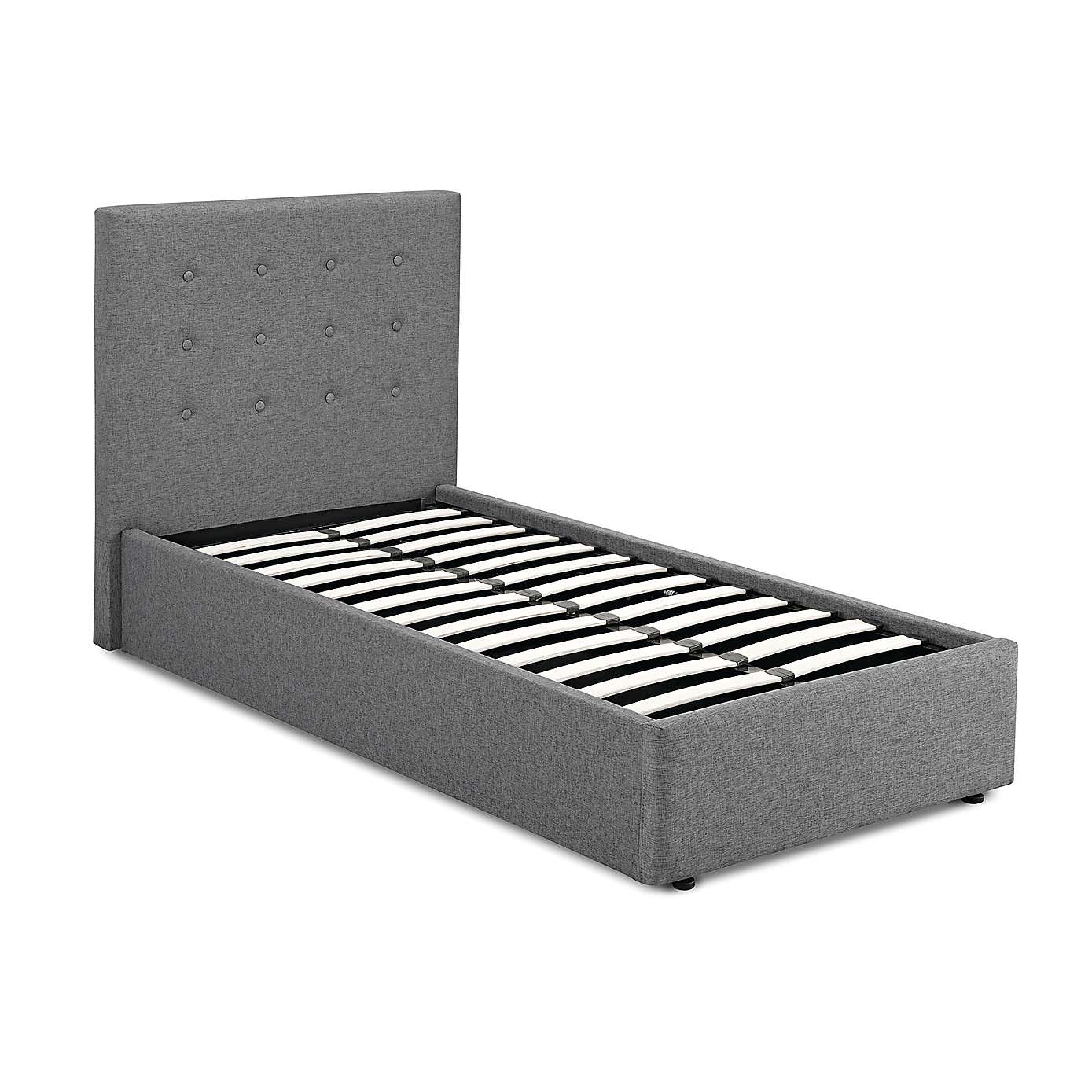 Lucca Beige Upholstered Ottoman Bed