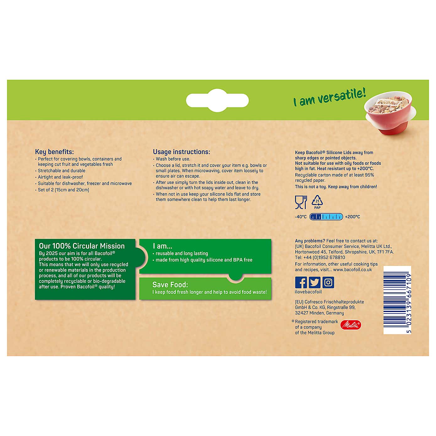 Set of 2 Bacofoil Medium Silicone Lids