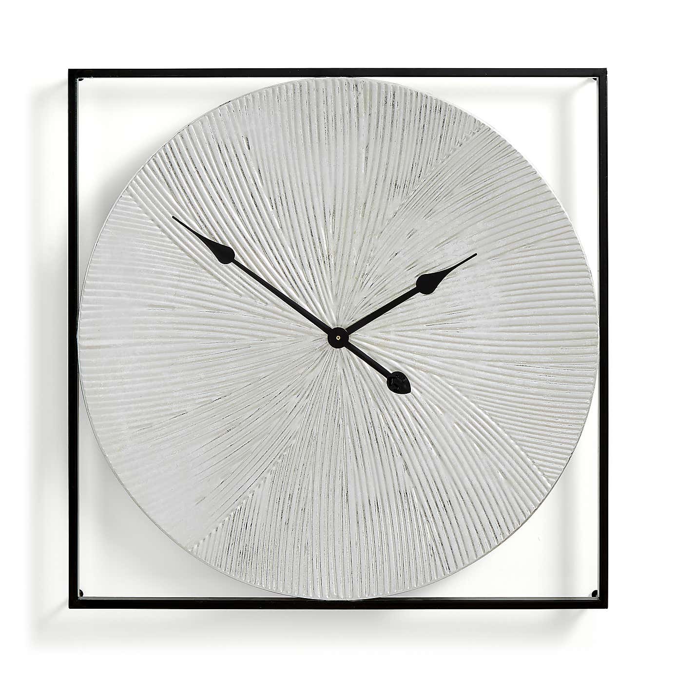 Framed Ribbed Metal Clock 60cm