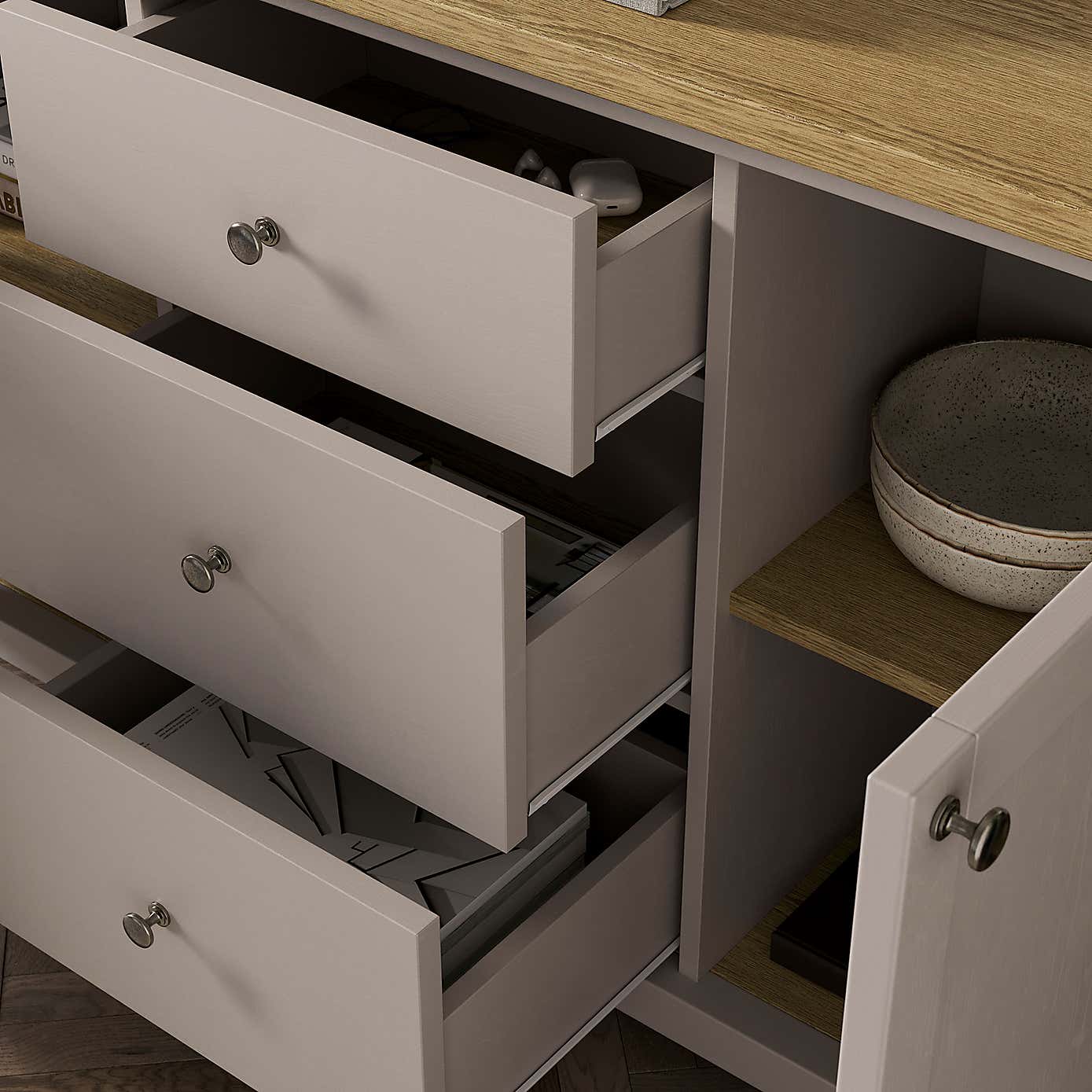 Olney Extra Wide Sideboard, Stone