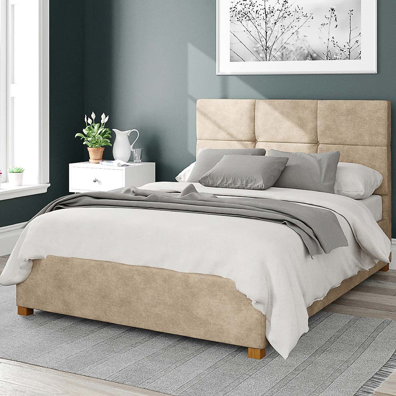 Caine Kimyo Linen Ottoman Bed Frame