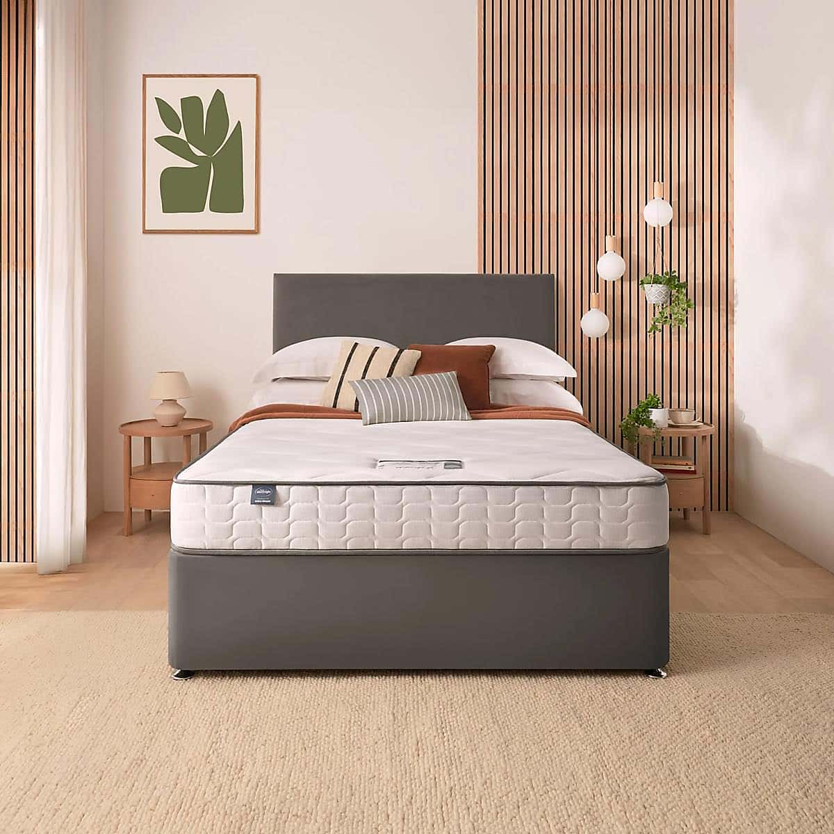 Silentnight 2 Drawer Divan Bed With Velvet Paris Headboard