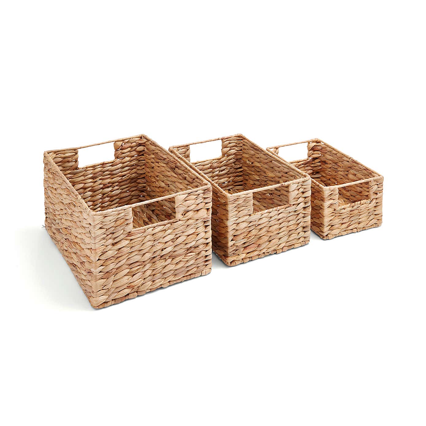 Set of 3 Woven Water Hyacinth Storage Baskets