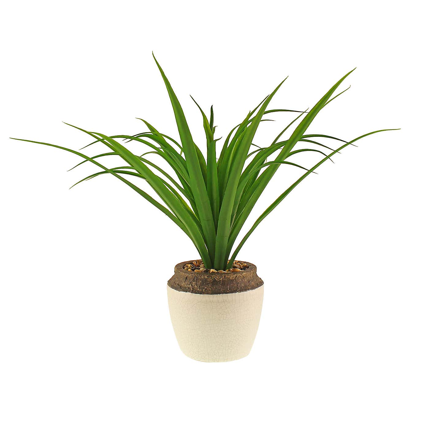Artificial Dracaena in White Ceramic Plant Pot