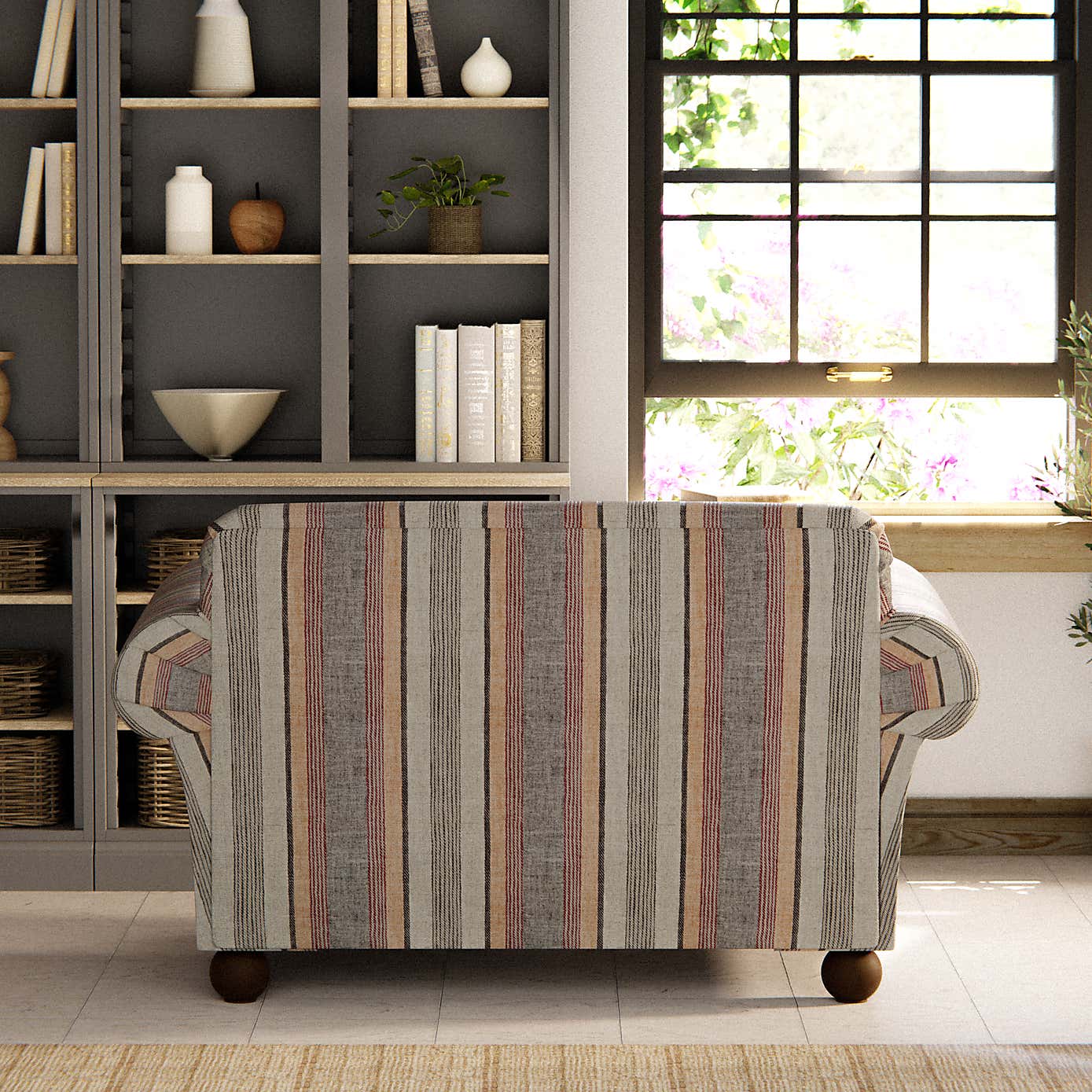 Angus Striped Linen Snuggle Chair