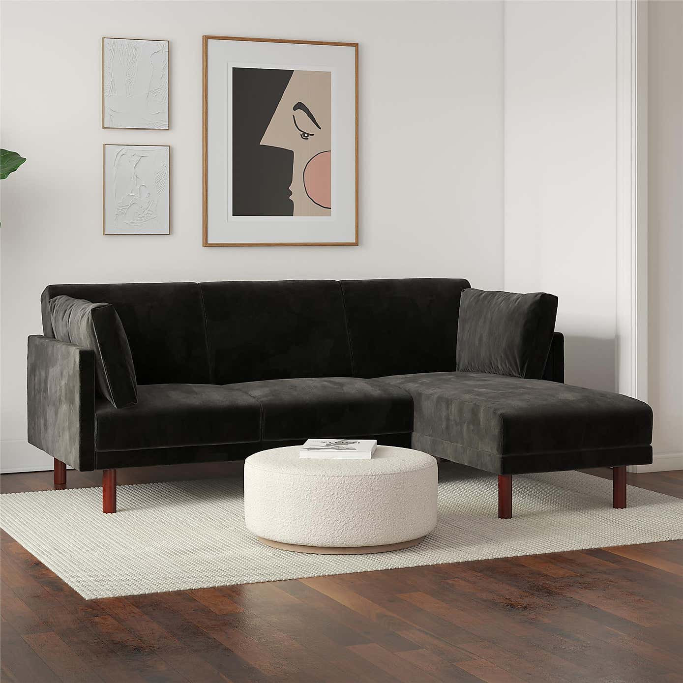 Clair Velvet Sprung Seat Sectional Sofa