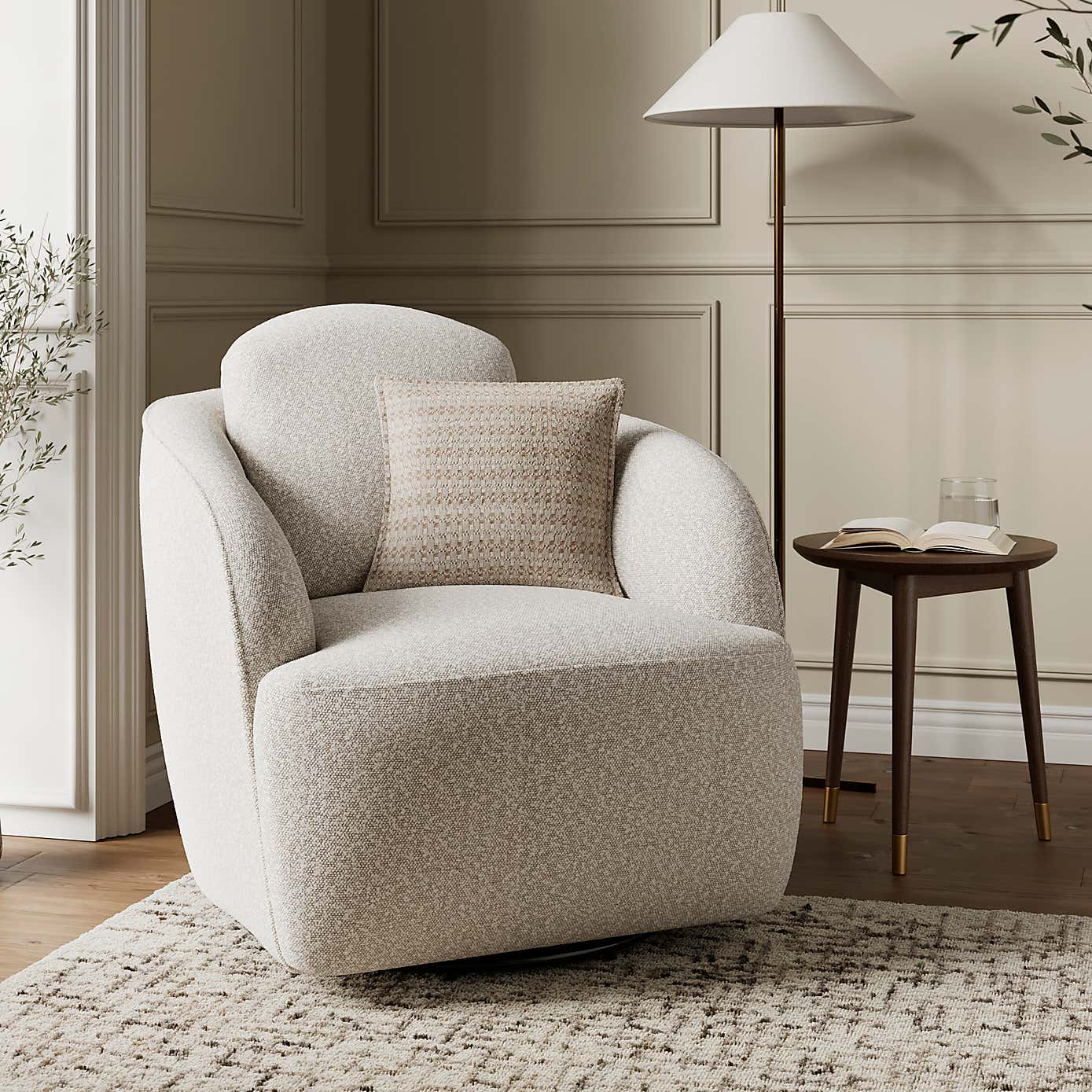 Wren Two Tone Boucle Swivel Chair