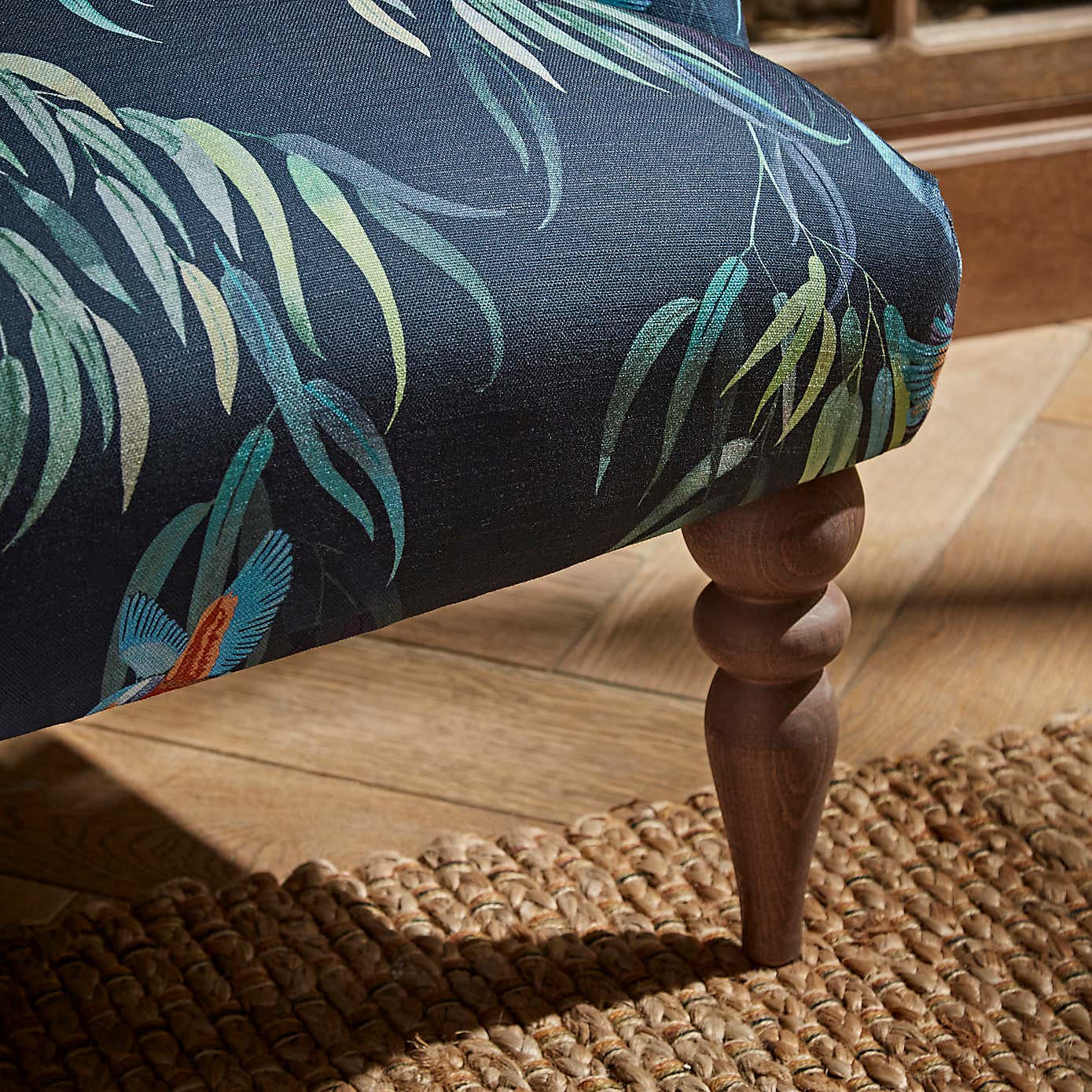 Bibury Button Back Kingfisher Print Occasional Armchair