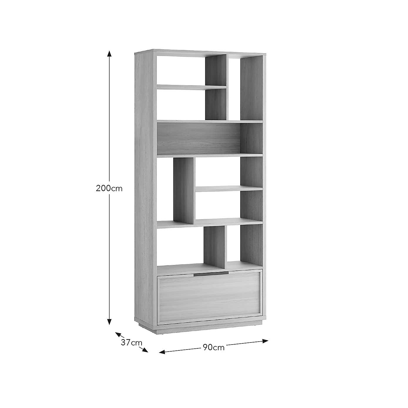 Hardy Slim Bookcase With Drawer, Oak Effect