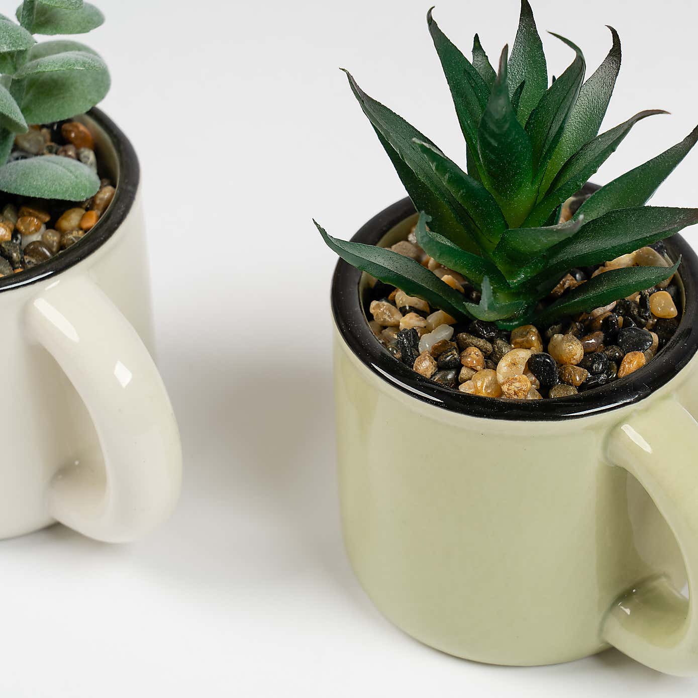 Set of 3 Artificial Succulents in Mugs
