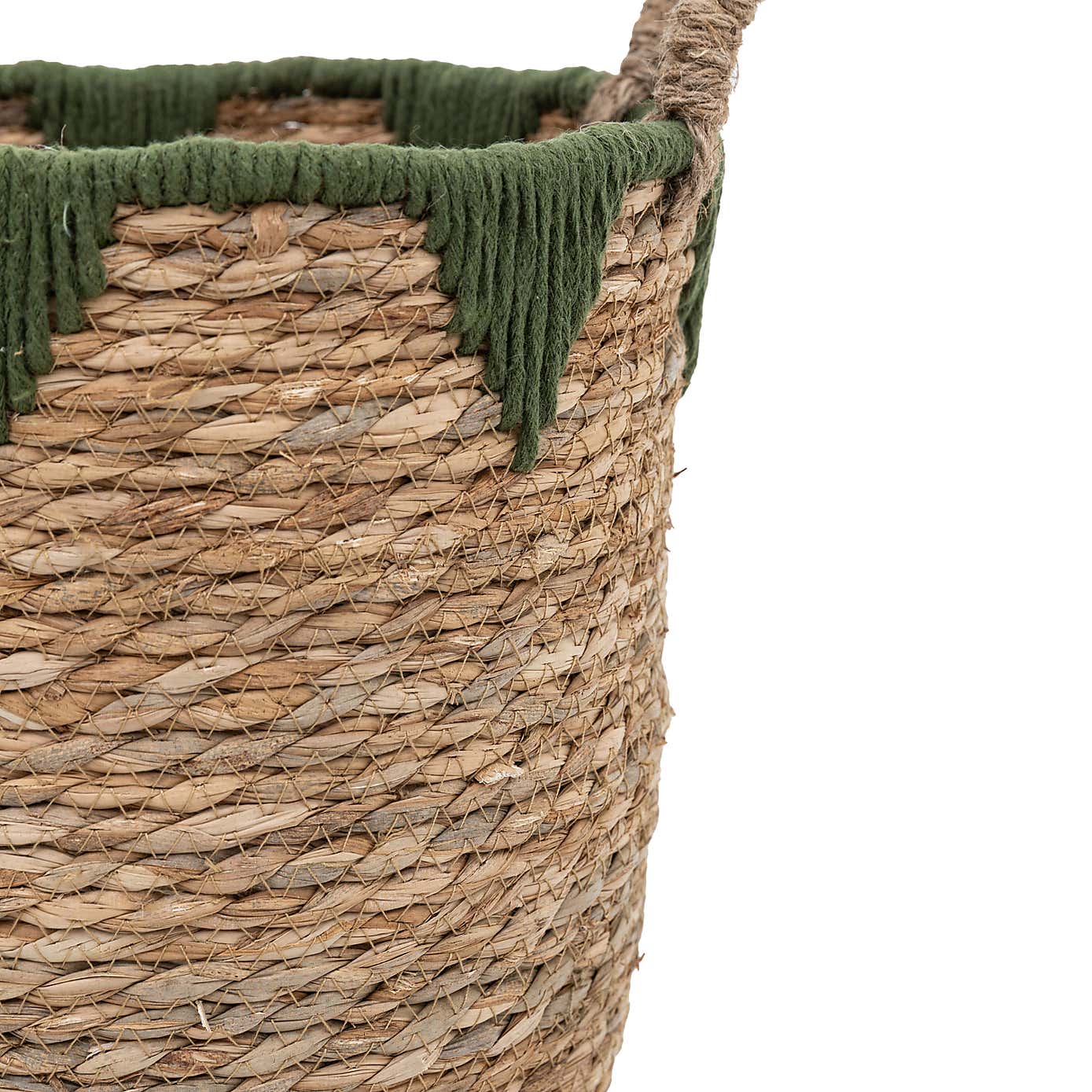 Set of 3 Hosna Natural and Green Storage Baskets