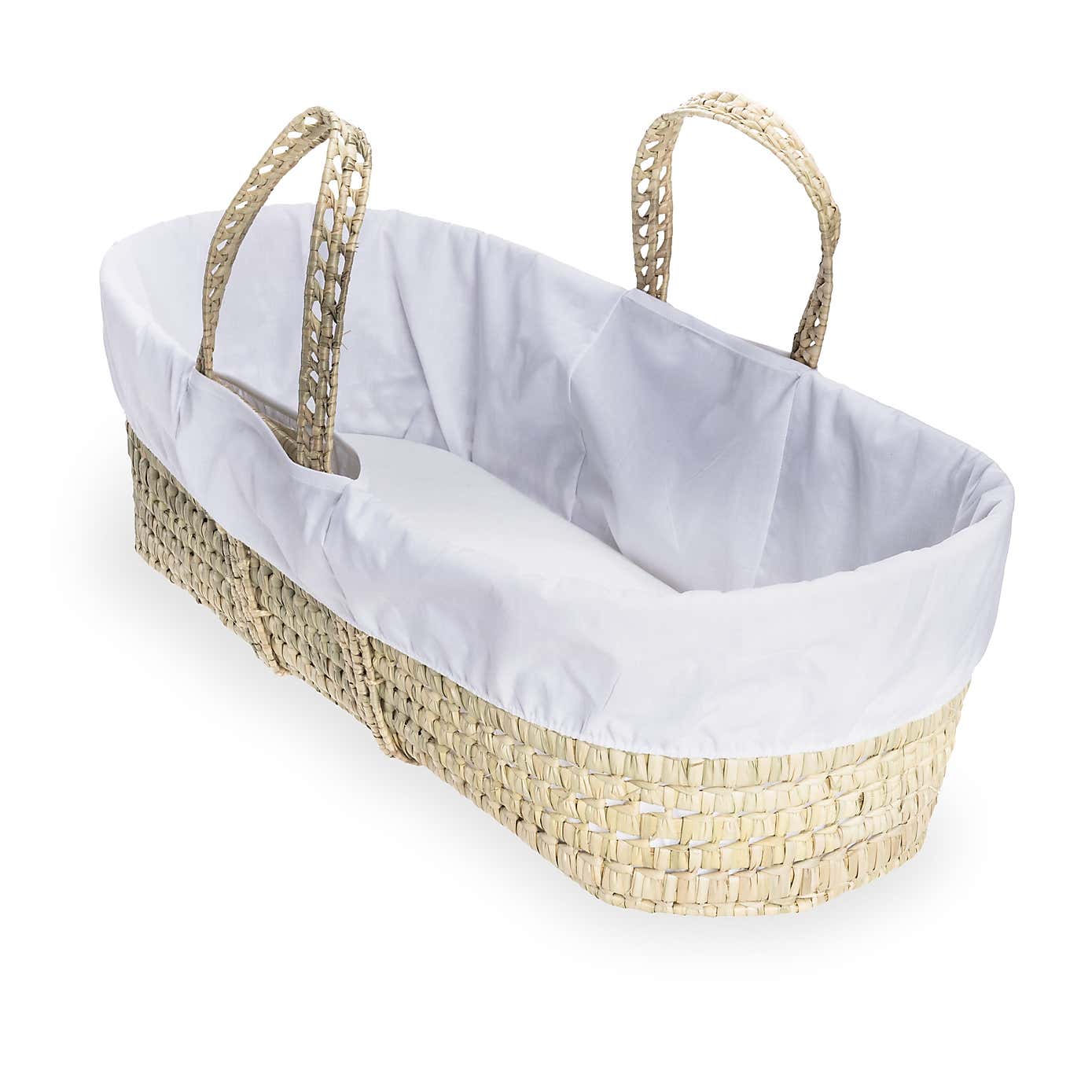 Clair de Lune White Scandi Moses Basket With Folding Stand