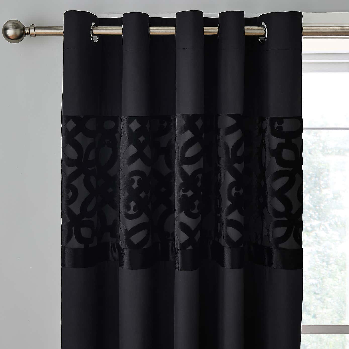 Catherine Lansfield Lattice Cut Velvet Eyelet Curtains